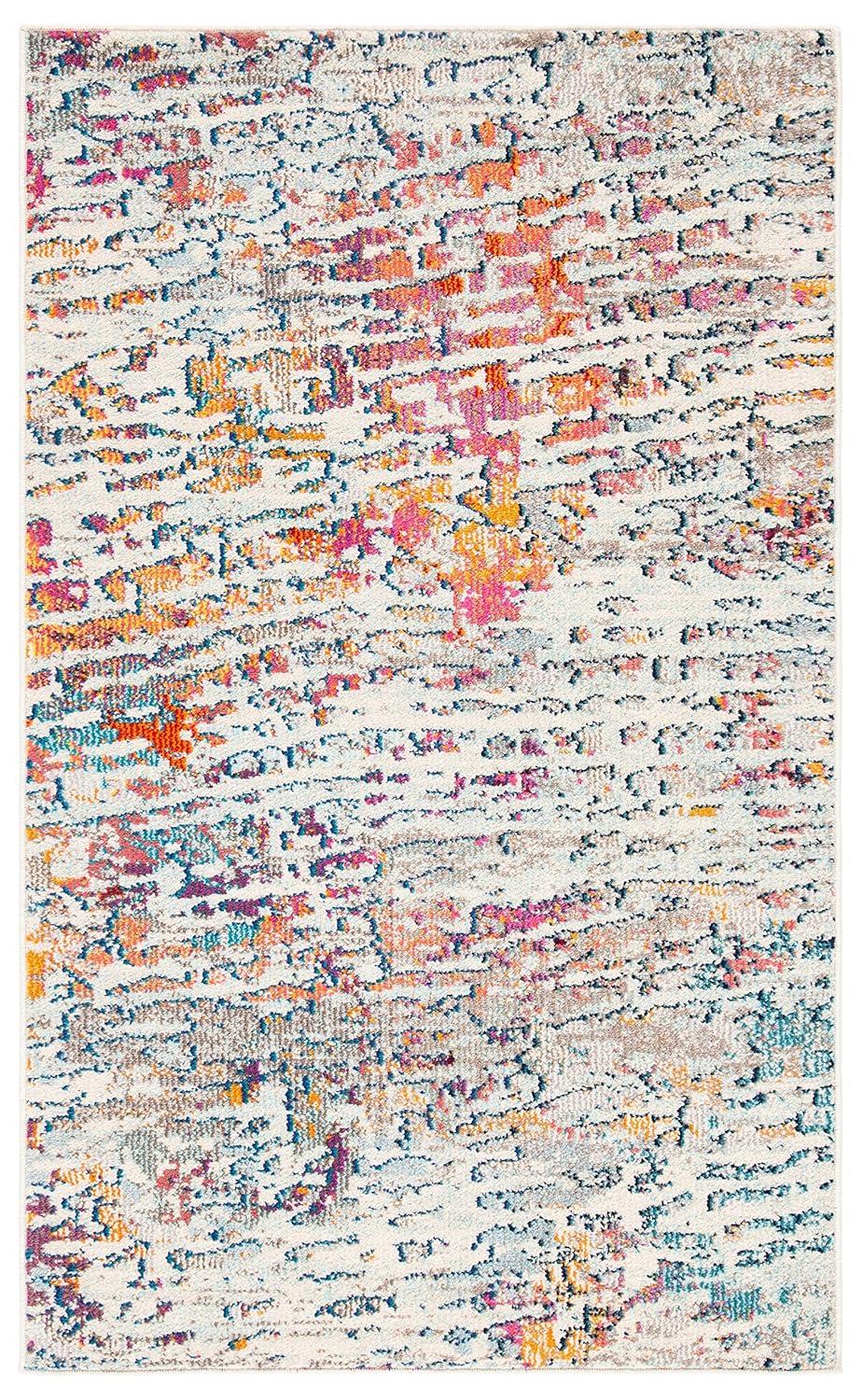 Madison MAD454 Power Loomed Indoor Accent Rug - Light Blue/Orange - 2'2"x4' - Safavieh