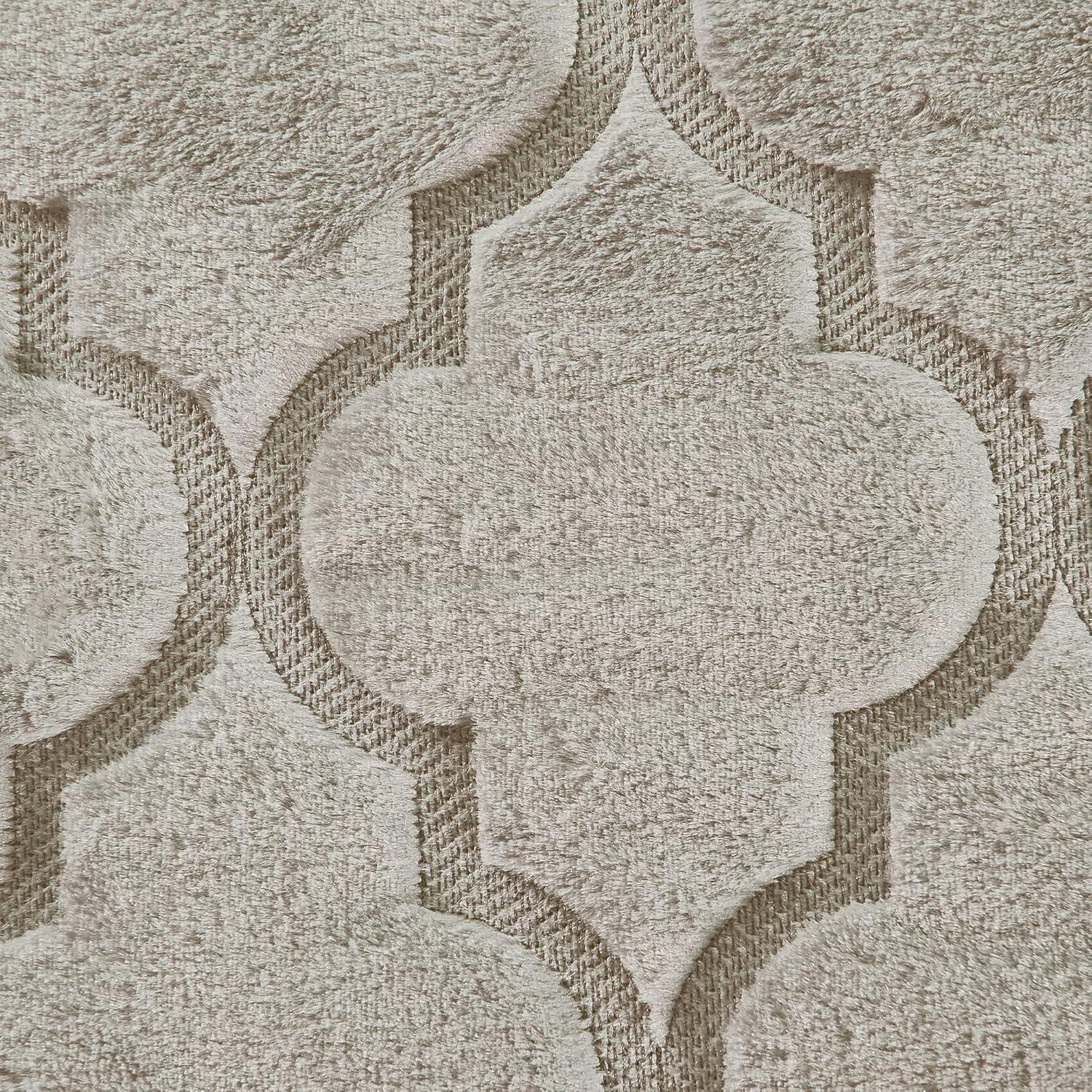 Serenta Faux Fur Ogee Embroidery 7 Piece Bedspread Quilts Set, King, Taupe