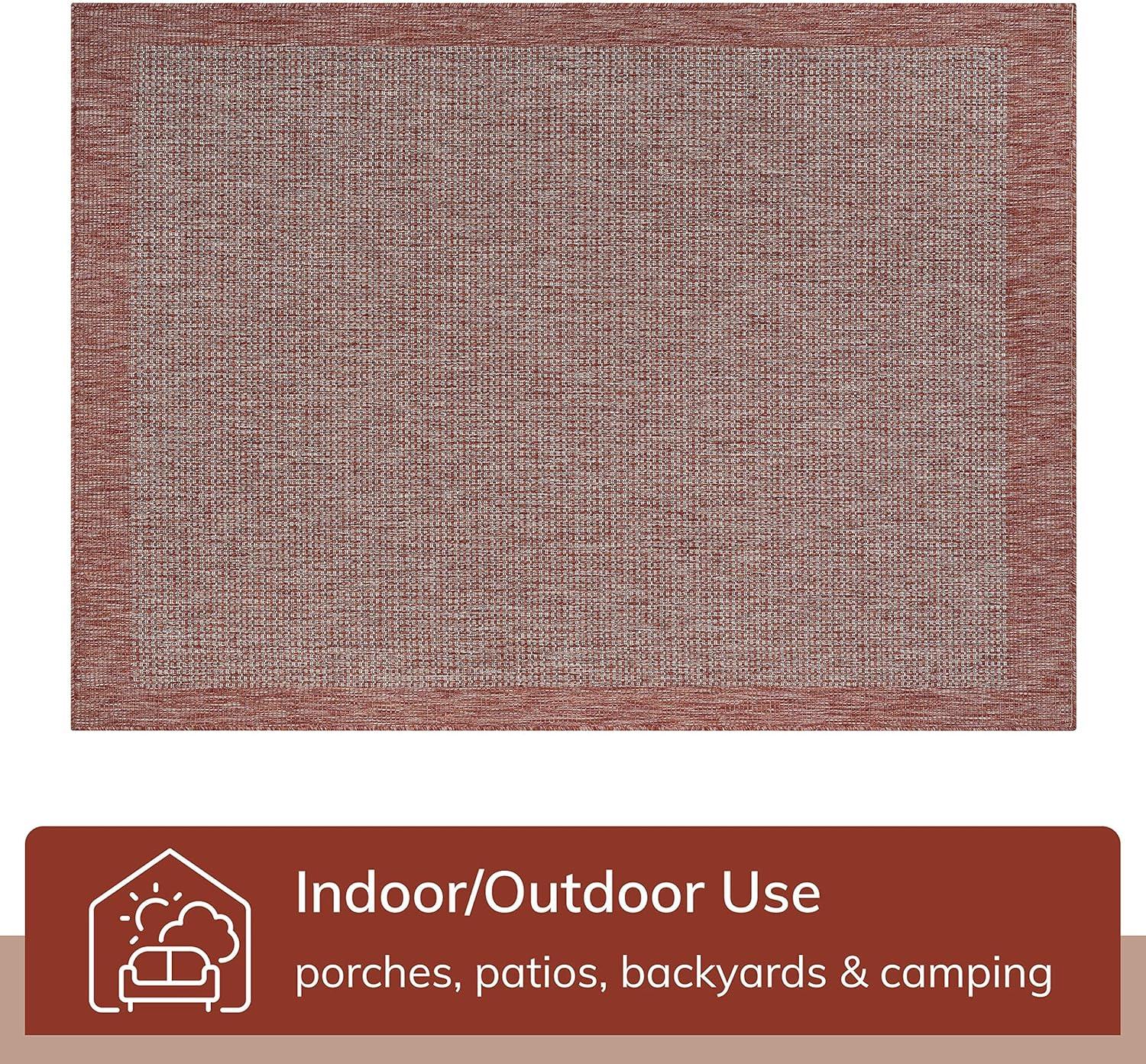 Marshanna Odin Solid Striped Border Indoor Outdoor Green Flatweave Rug
