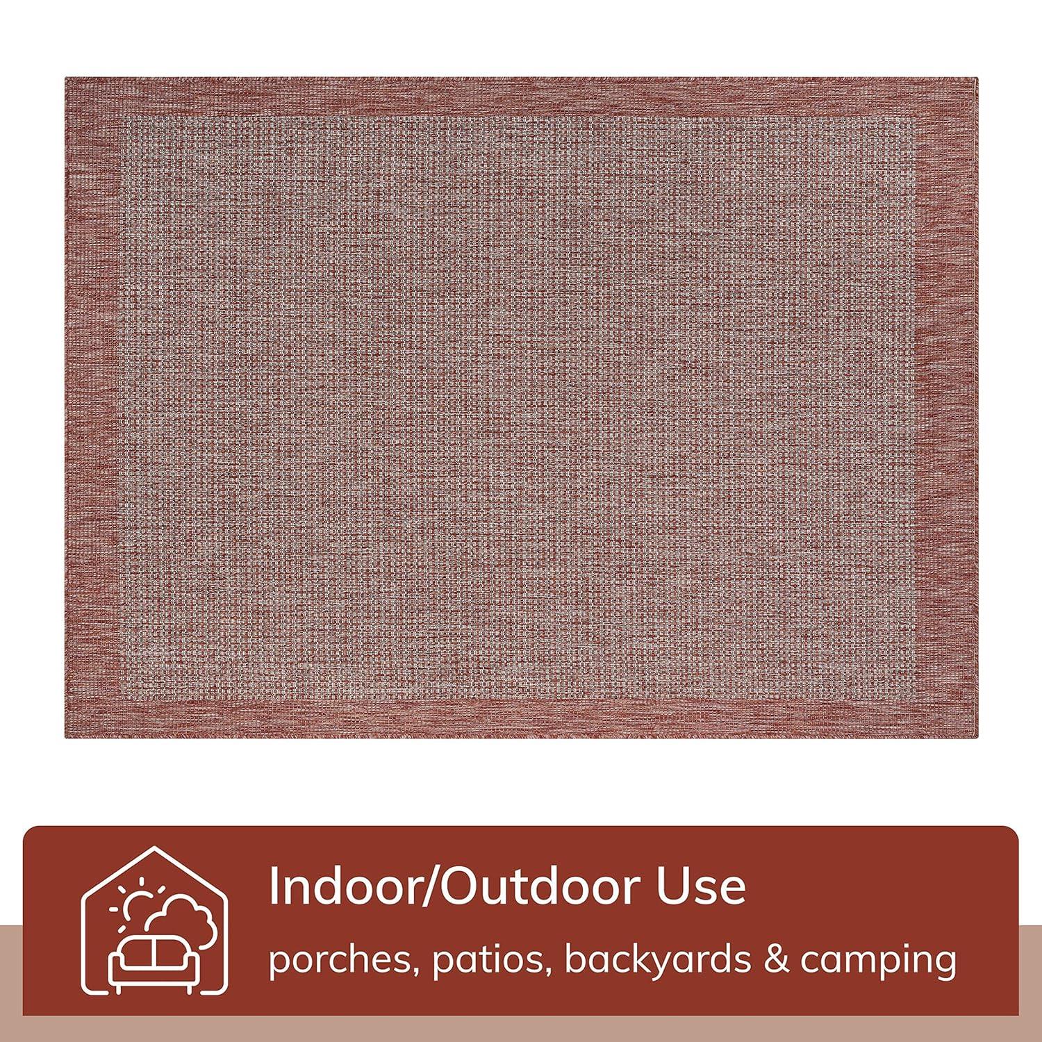 Marshanna Odin Solid Striped Border Indoor Outdoor Green Flatweave Rug