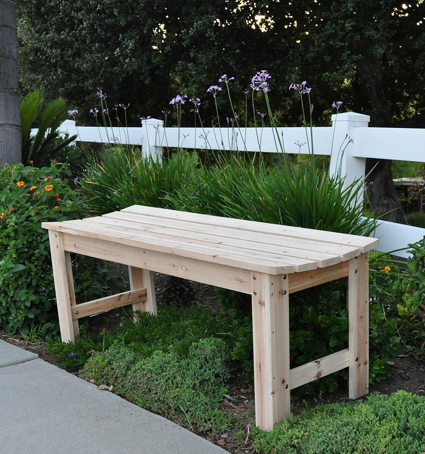 Shine Company 4 Ft. Backless Wooden Garden Bench, Natural