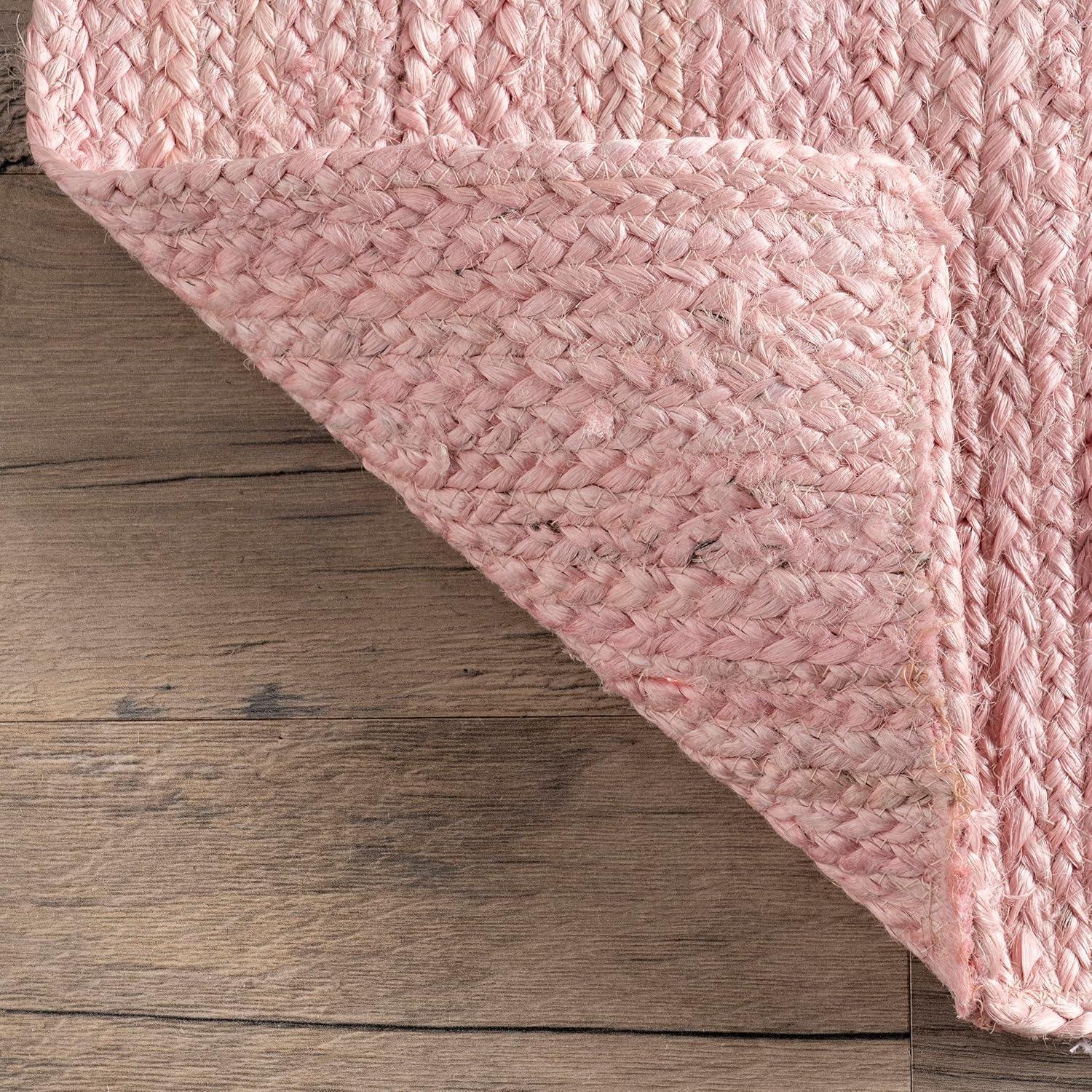 Handmade Pink Braided Jute 6' x 9' Area Rug