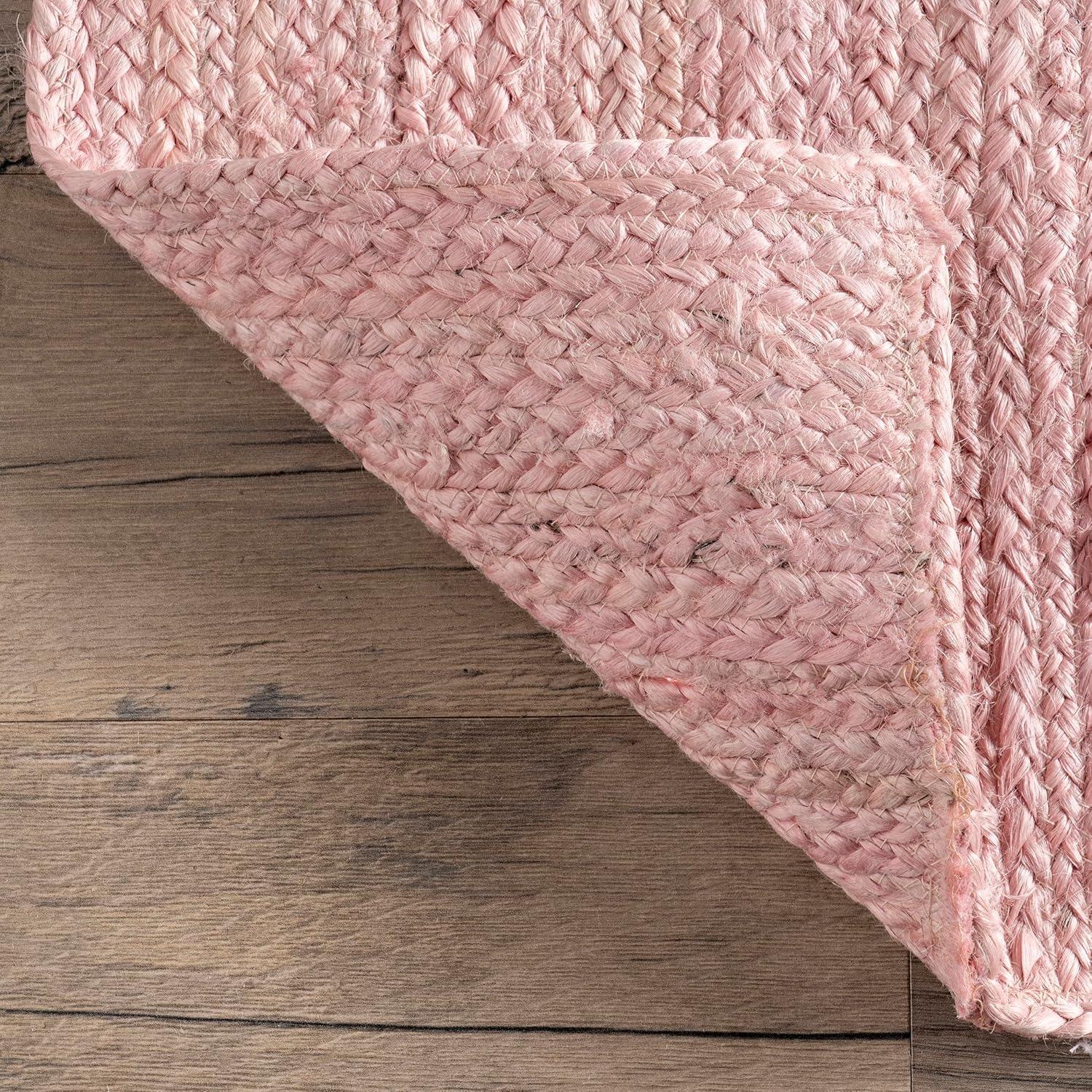 nuLOOM 6x9 Rigo Jute Hand Woven Area Rug, Pink, Solid Farmhouse Design, Natural Fiber, For Bedroom, Living Room, Dining Room, Hallway, Office, Kitchen, Entryway