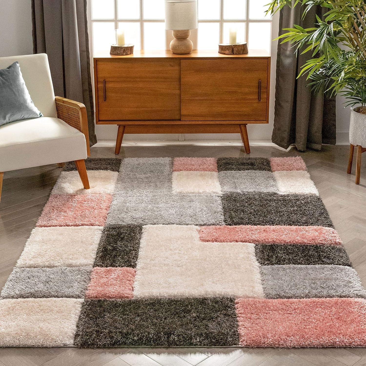 San Francisco Geometric Blush/Cream/Black Area Rug