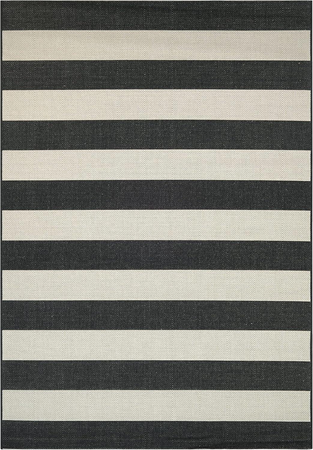 Couristan Afuera Yacht Club Rug, 9-Feet 2-Inch by 12-Feet 9-Inch, Onyx/Ivory
