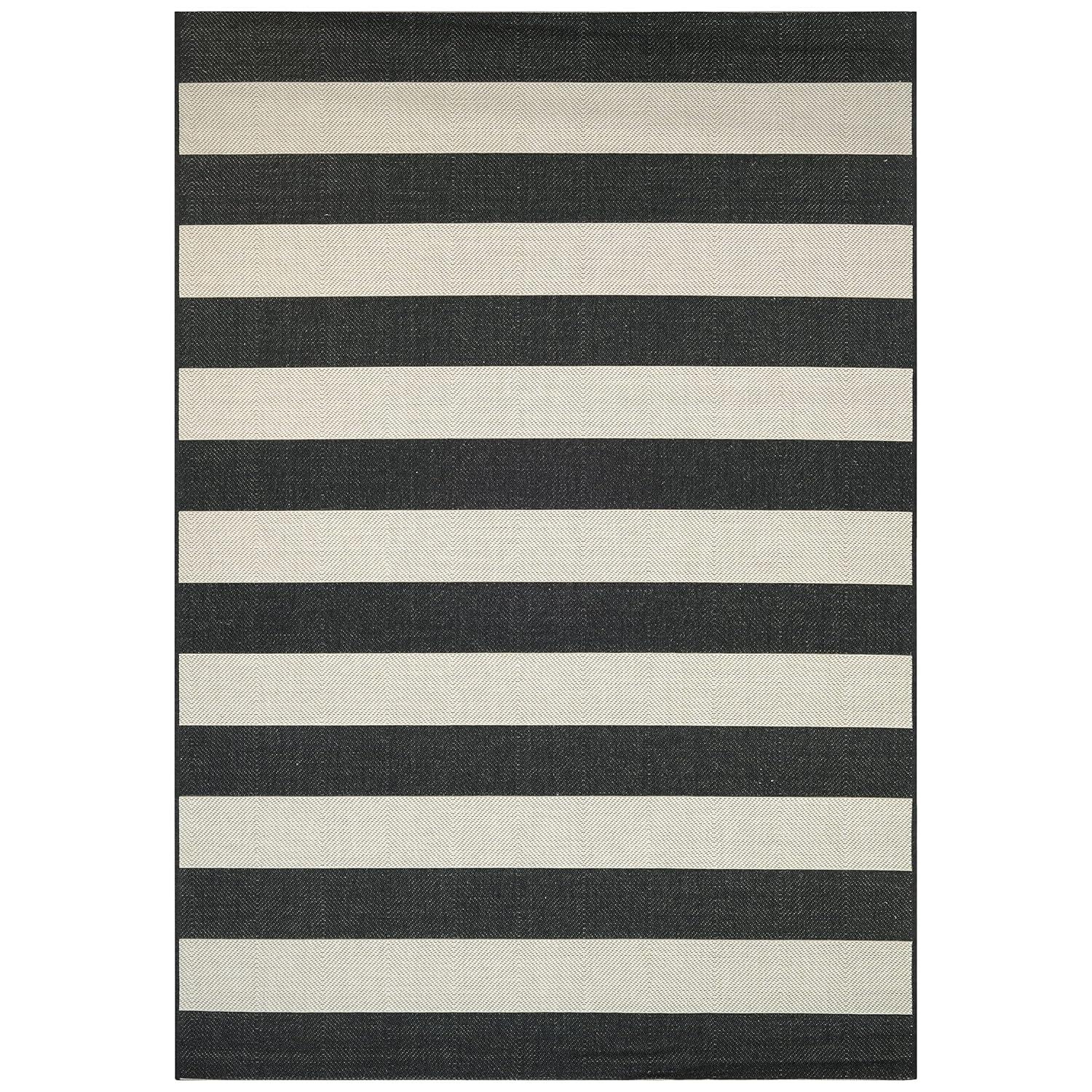 Couristan Afuera Yacht Club Rug, 9-Feet 2-Inch by 12-Feet 9-Inch, Onyx/Ivory