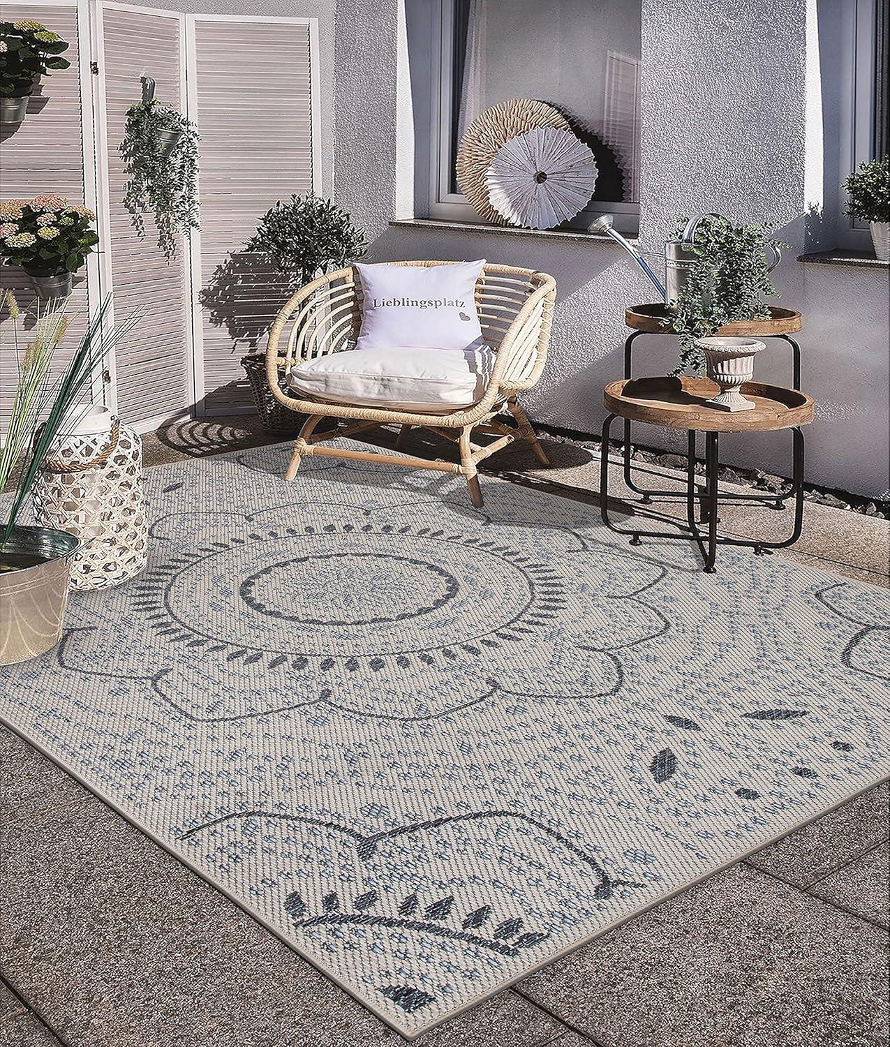 World Rug Gallery Portia Oriental Medallion Indoor/Outdoor Area Rug - Cream 7'10" x 10'