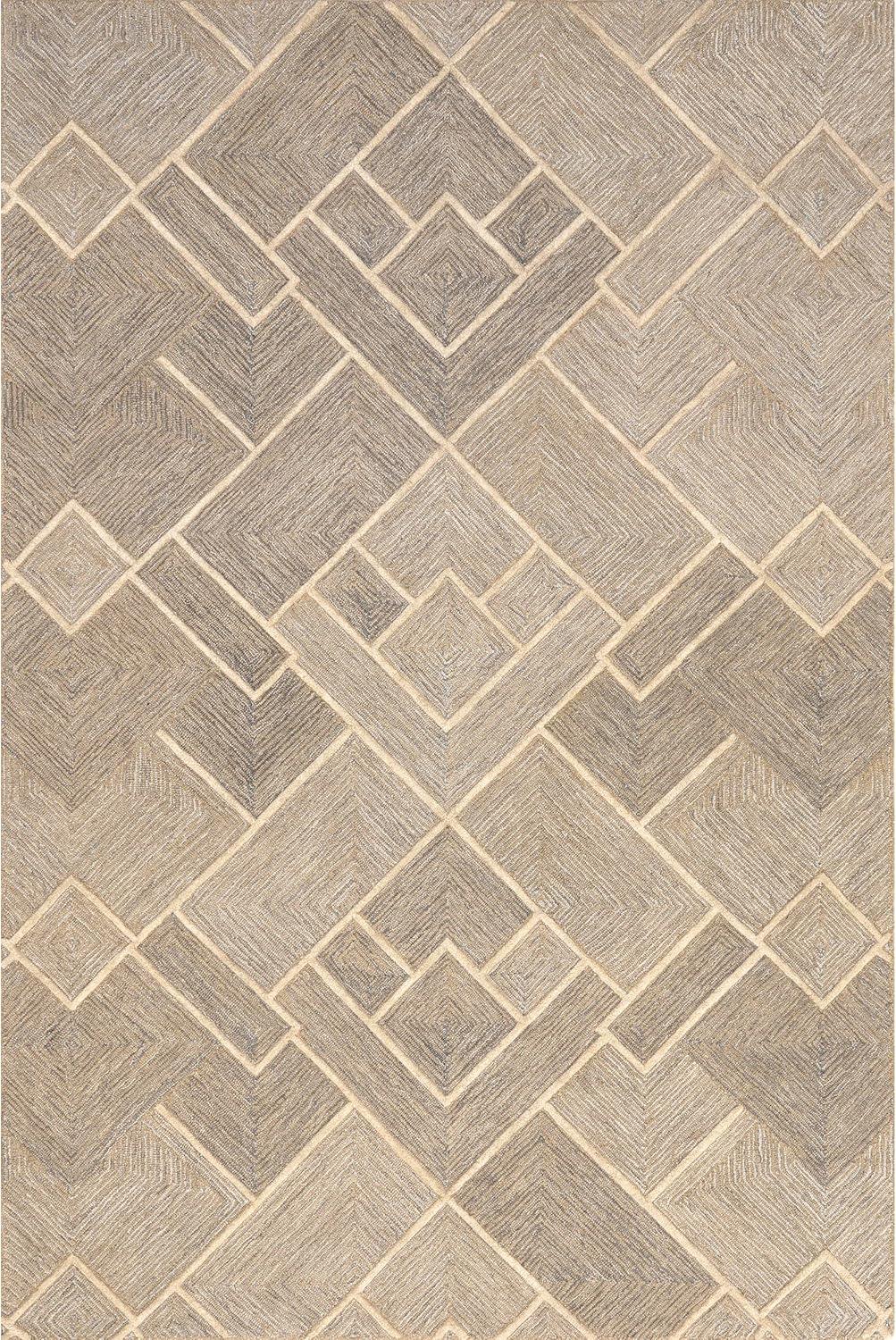 Nuloom Kassy Geometric 4x6 Wool Indoor Area Rug for Living Room Bedroom Dining Room Kitchen, Natural