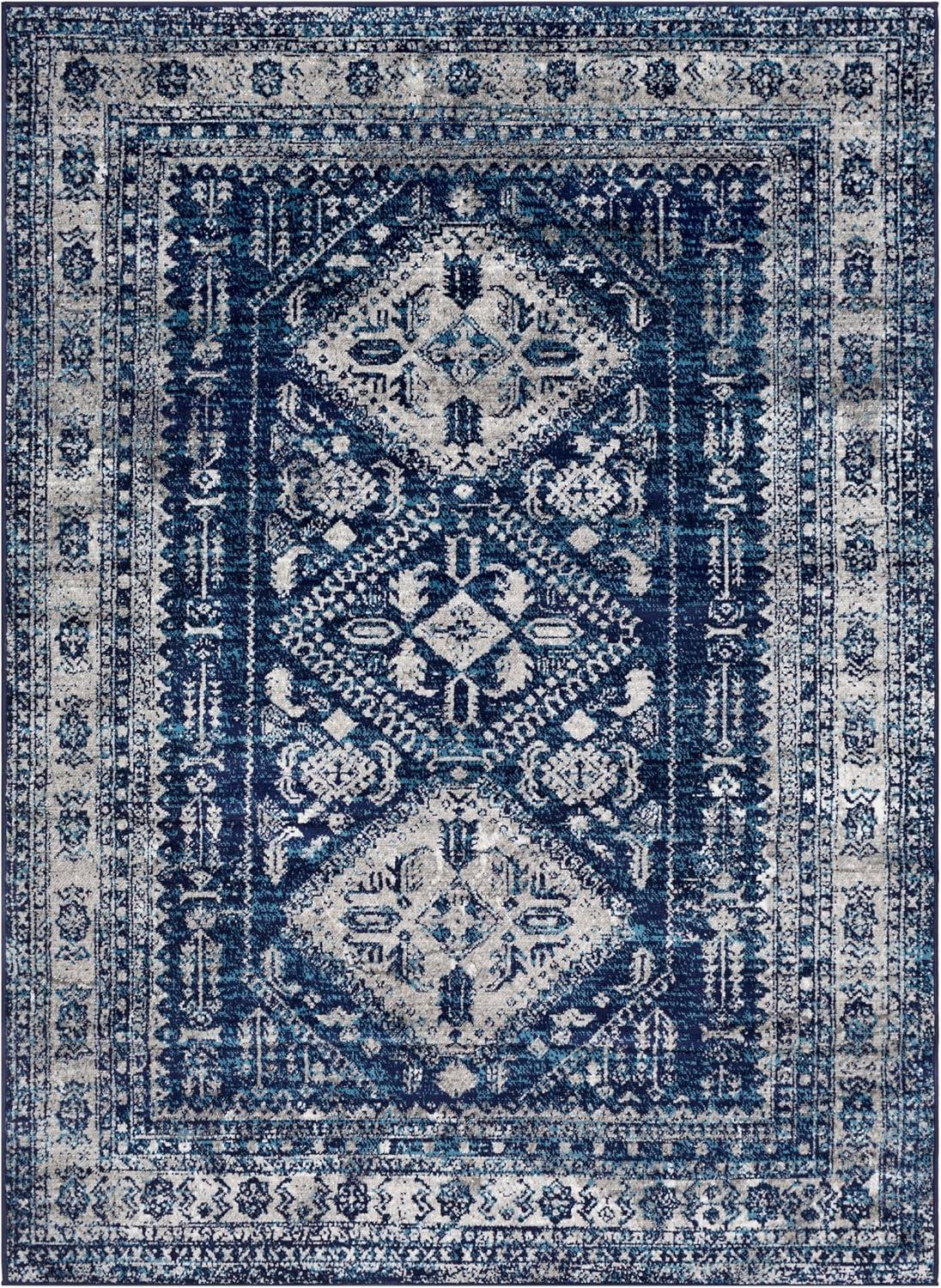 Livabliss Monte Carlo Vintage Oriental Area Rug,5'3" x 7'3",Navy