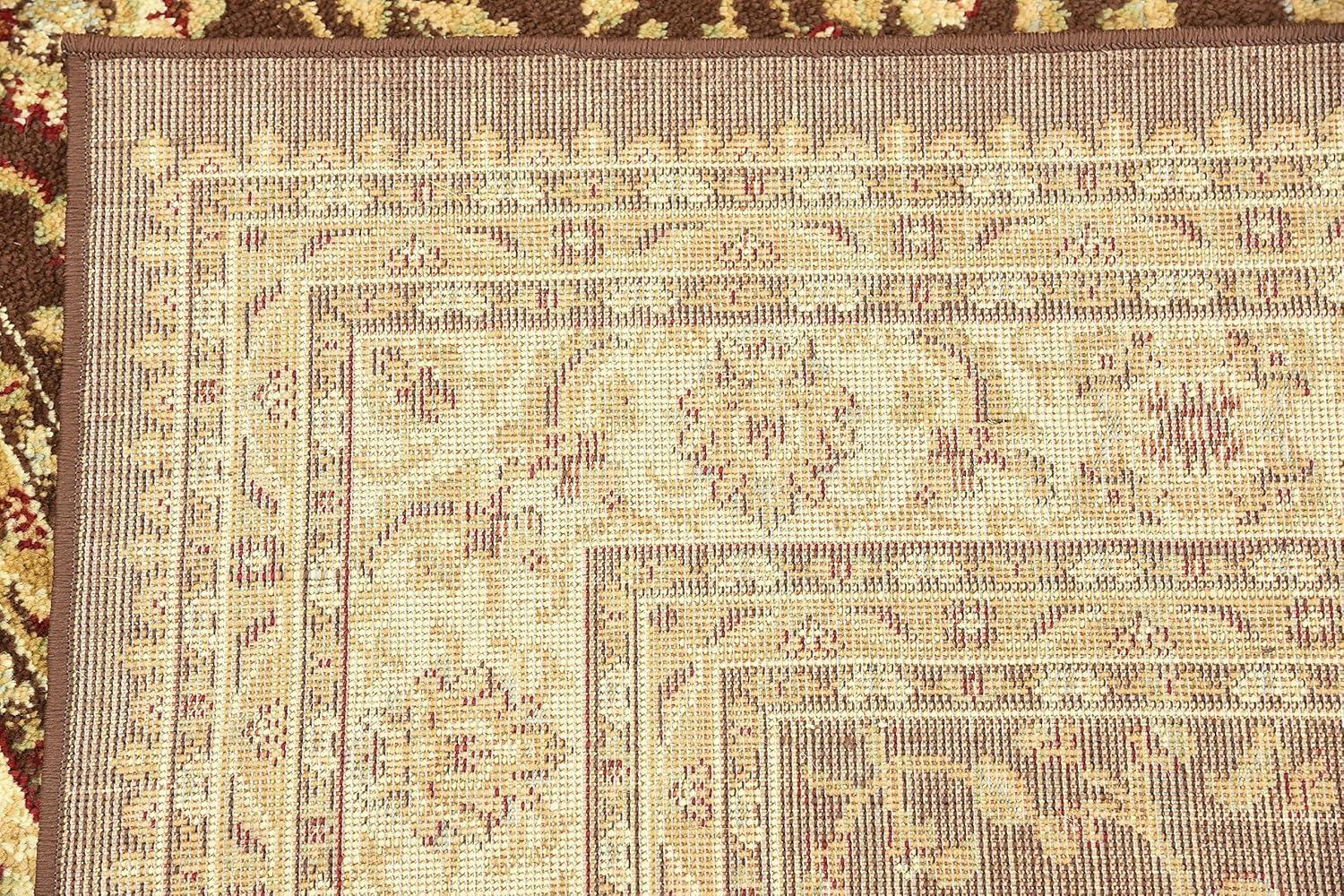 Classic Elegance 4' x 6' Brown Floral Synthetic Area Rug