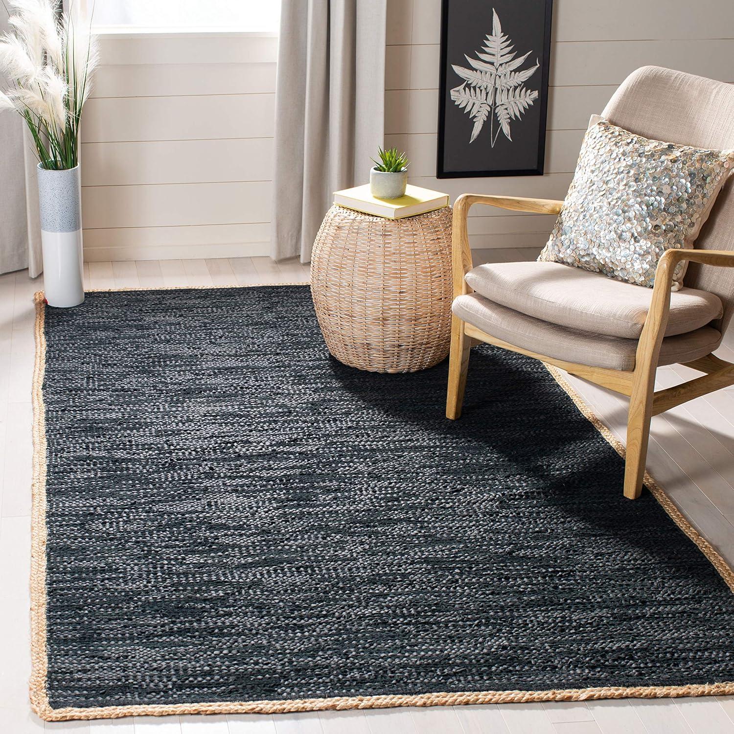 Cape Cod Black and Natural Wool Cotton Area Rug