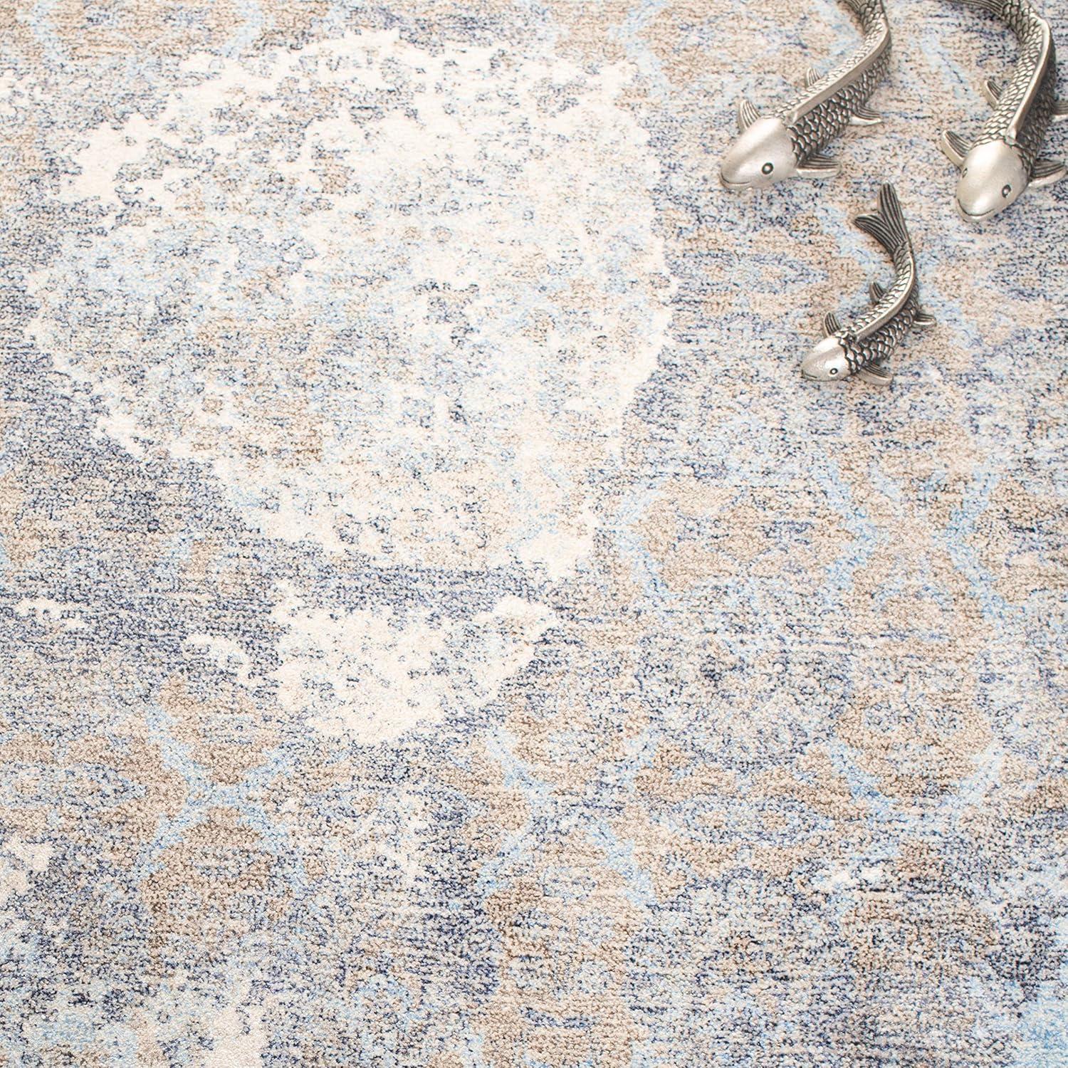 Restoration Vintage RVT111 Hand Tufted Indoor Area Rug - 5'x8' - Blue/Ivory - Safavieh