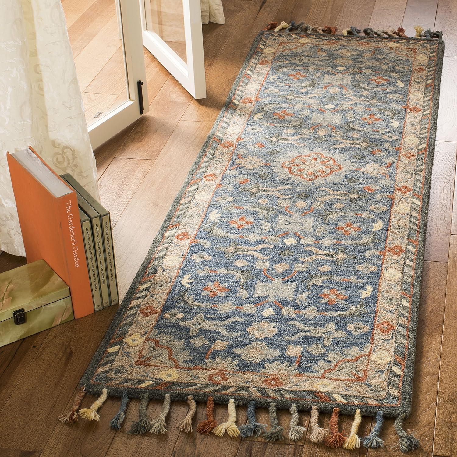 Aspen APN123 Hand Tufted Runner Rug - Blue/Rust - 2'3"x15' - Safavieh.