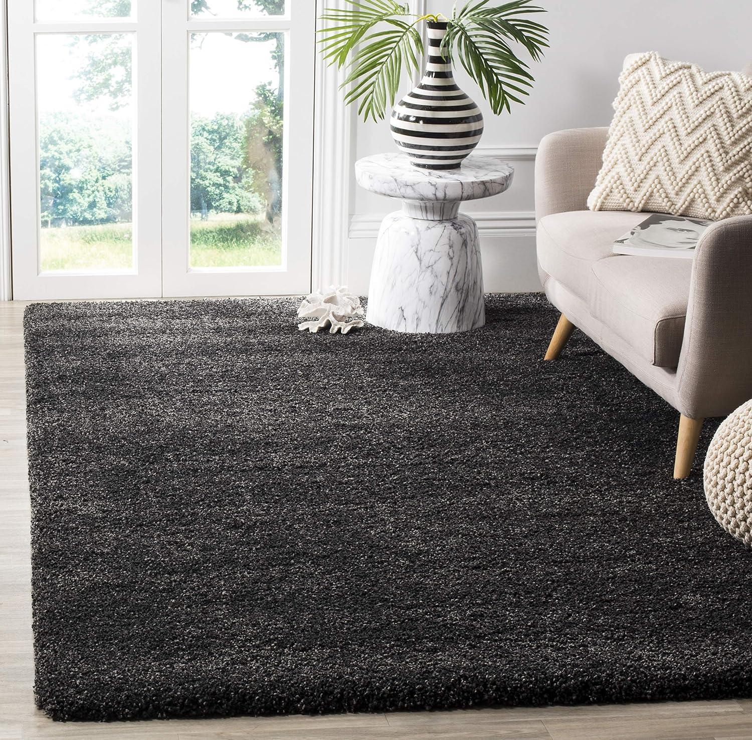 Dark Grey 5'1" x 8' Synthetic Shag Area Rug