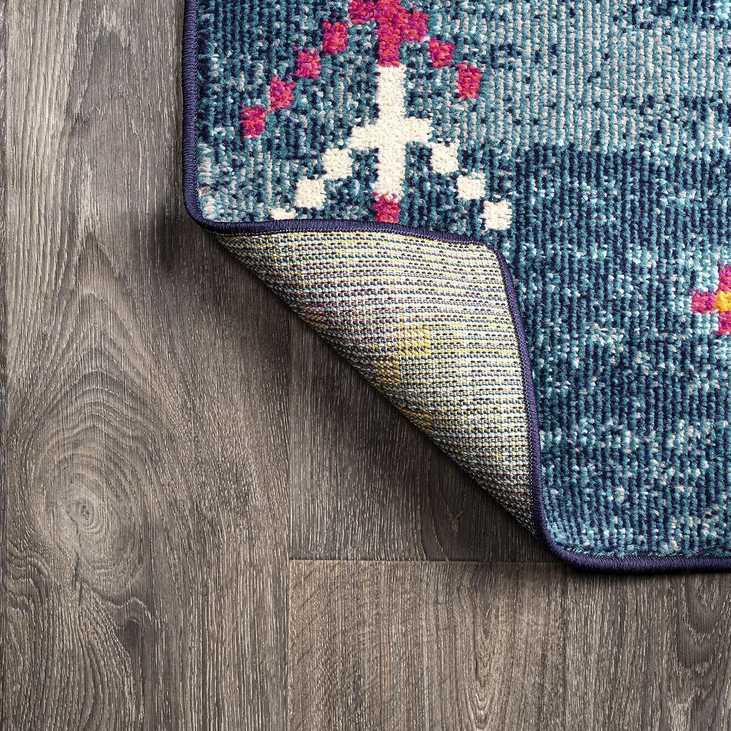 JONATHAN Y Love Geometric Dark Blue/Multi 2 ft. x 8 ft. Runner Rug