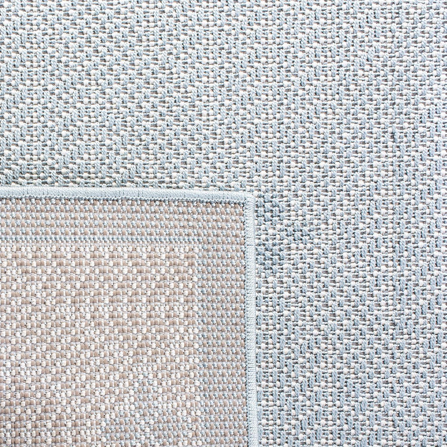 SAFAVIEH Bermuda Carleen Geometric Indoor/Outdoor Runner Rug, Light Blue/Ivory, 2' x 10'