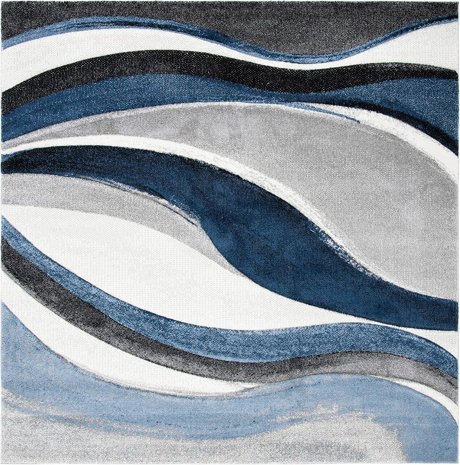 10' Square Beige and Brown Abstract Synthetic Area Rug