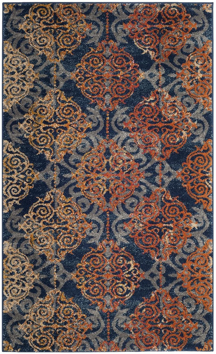 Evoke EVK230 Power Loomed Indoor Accent Rug - Blue/Orange - 3'x5' - Safavieh