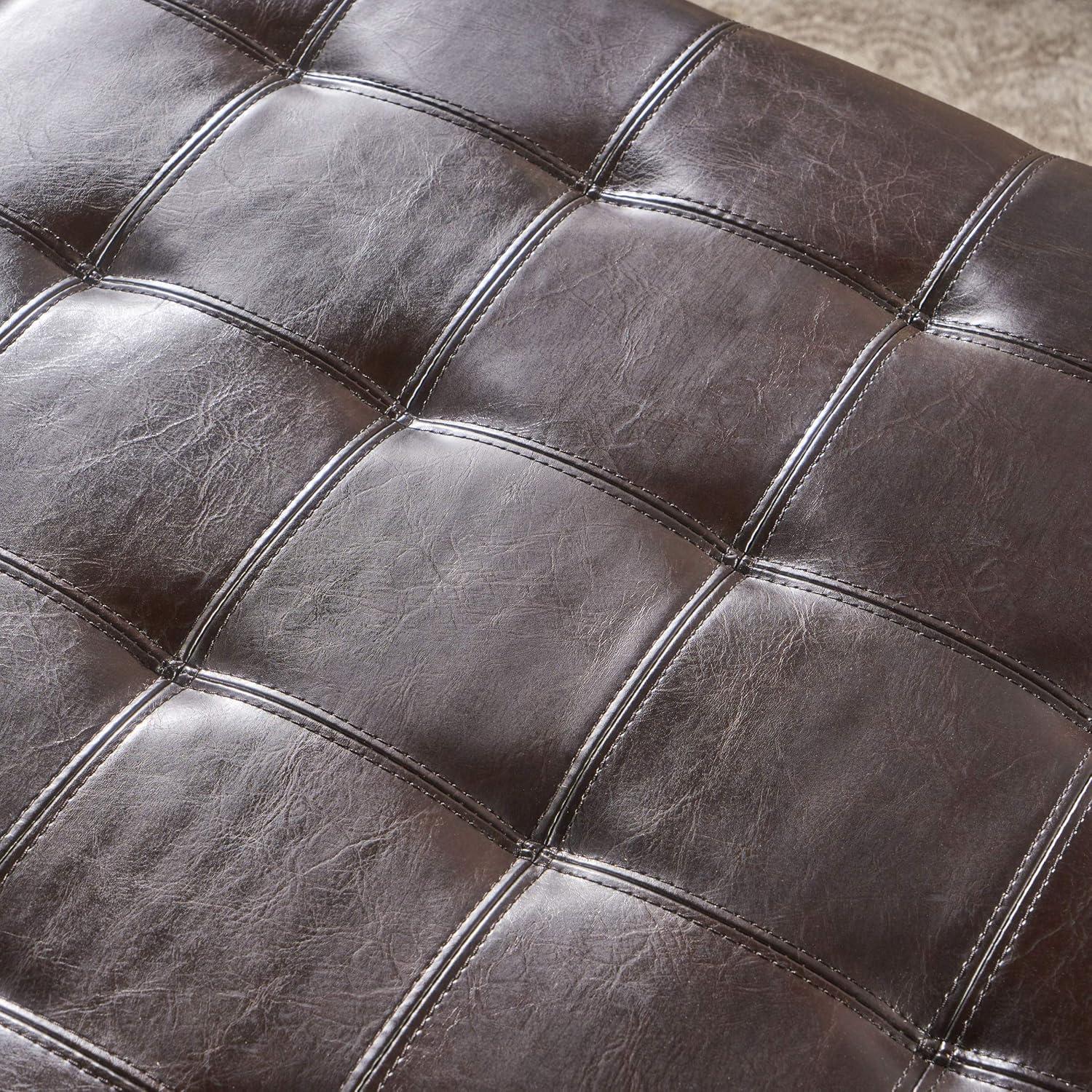 Christopher Knight Home Alexandria Bonded Leather Storage Ottoman - Brown: Upholstered Bench, Hardwood Frame