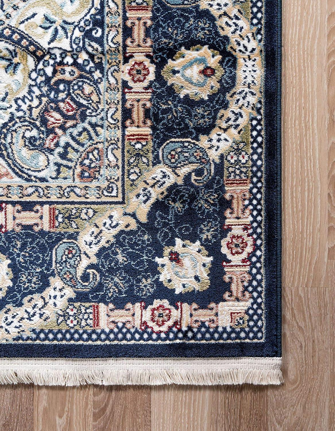 Narenj Collection Area Rug - Glasgow (7 ft. 10 in. x 10 ft. Rectangle Navy Blue/Blue)