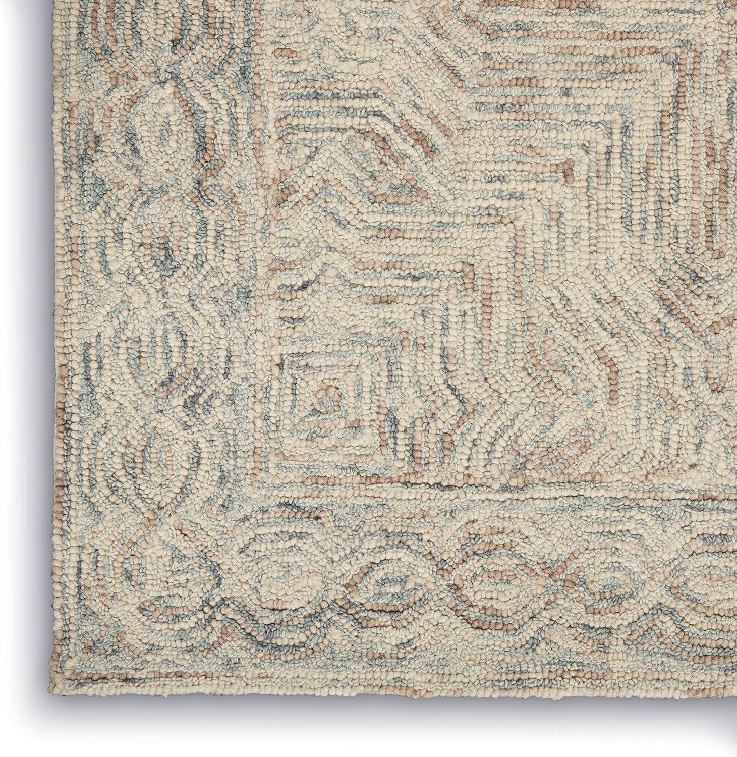 Linked Contemporary Blue and Ivory Hand-Tufted Area Rug