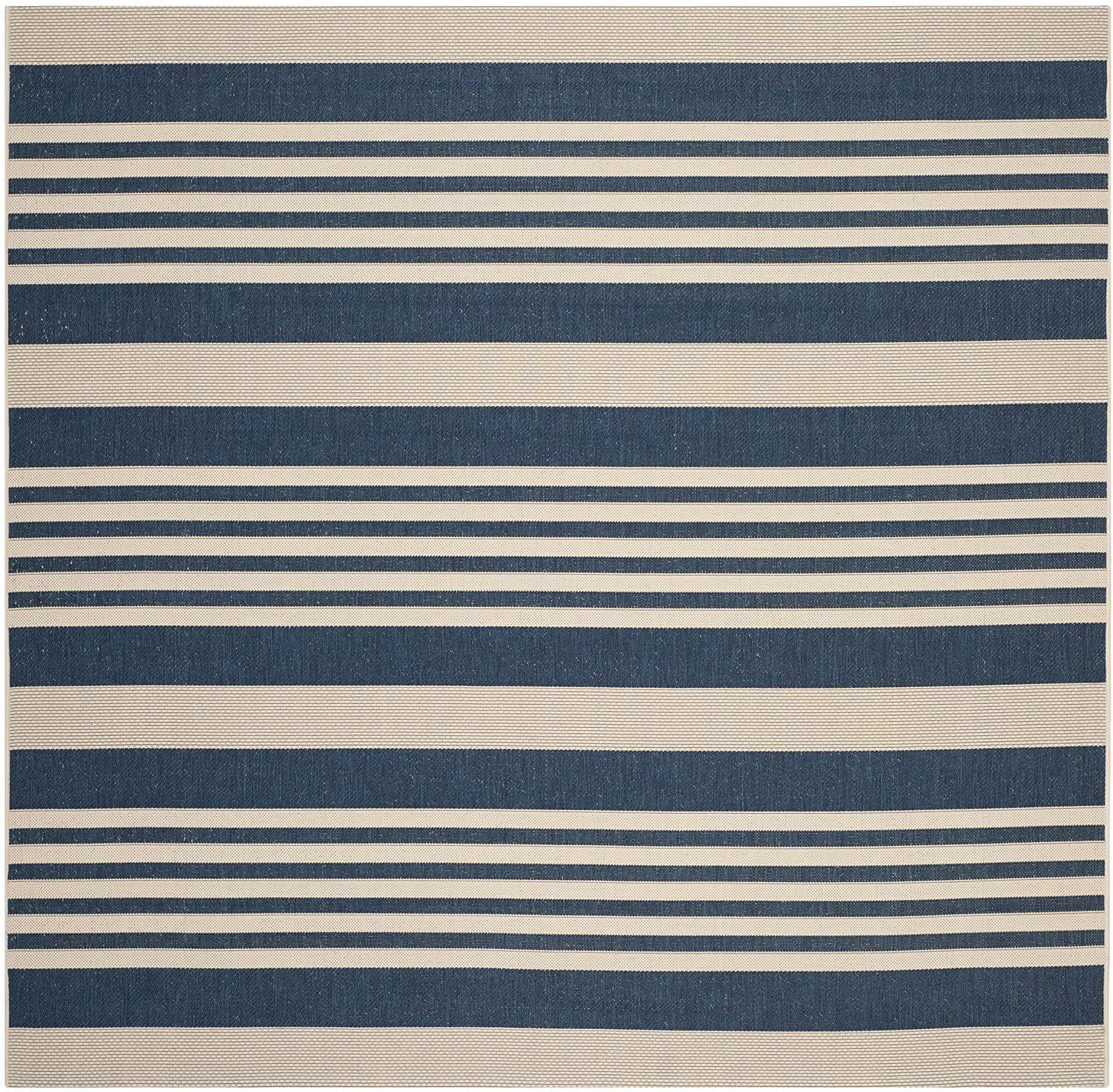 Courtyard CY6062 Power Loomed Indoor/Outdoor Area Rug - Navy/Beige - 7'1x7'1 - Safavieh.