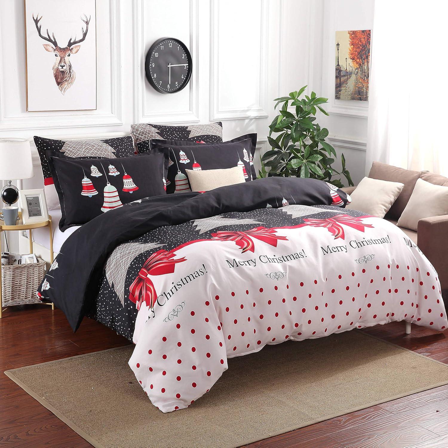 Swanson Beddings Christmas 3pc Duvet Bedding Set: Duvet Cover and Two Pillow Shams (Queen) (NO comforter included)
