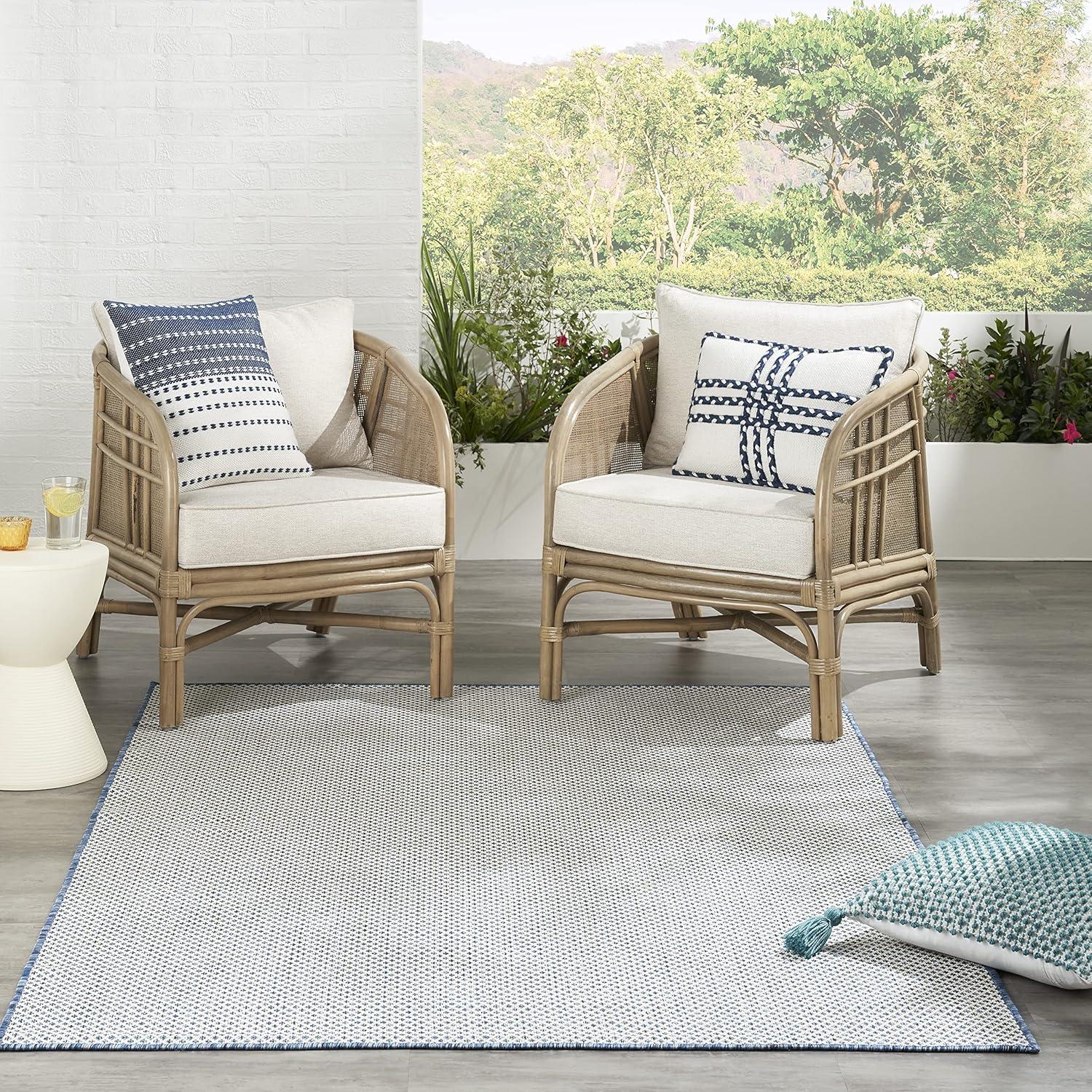 Nourison Courtyard COU01 Indoor/outdoor Area Rug - Ivory Blue 6' x 9'
