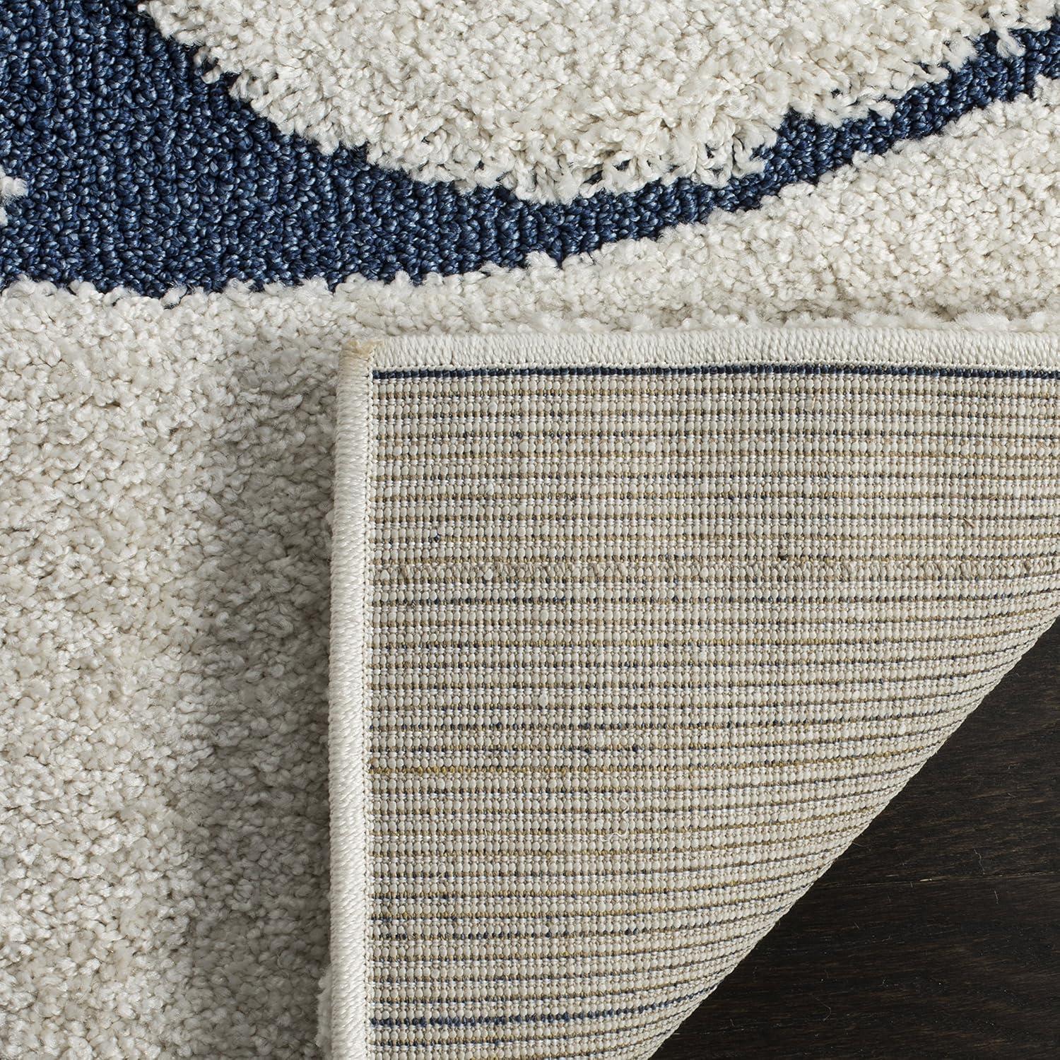 Florida Shag SG468 Power Loomed Indoor Area Rug - Cream/Blue - 6'x9' - Safavieh