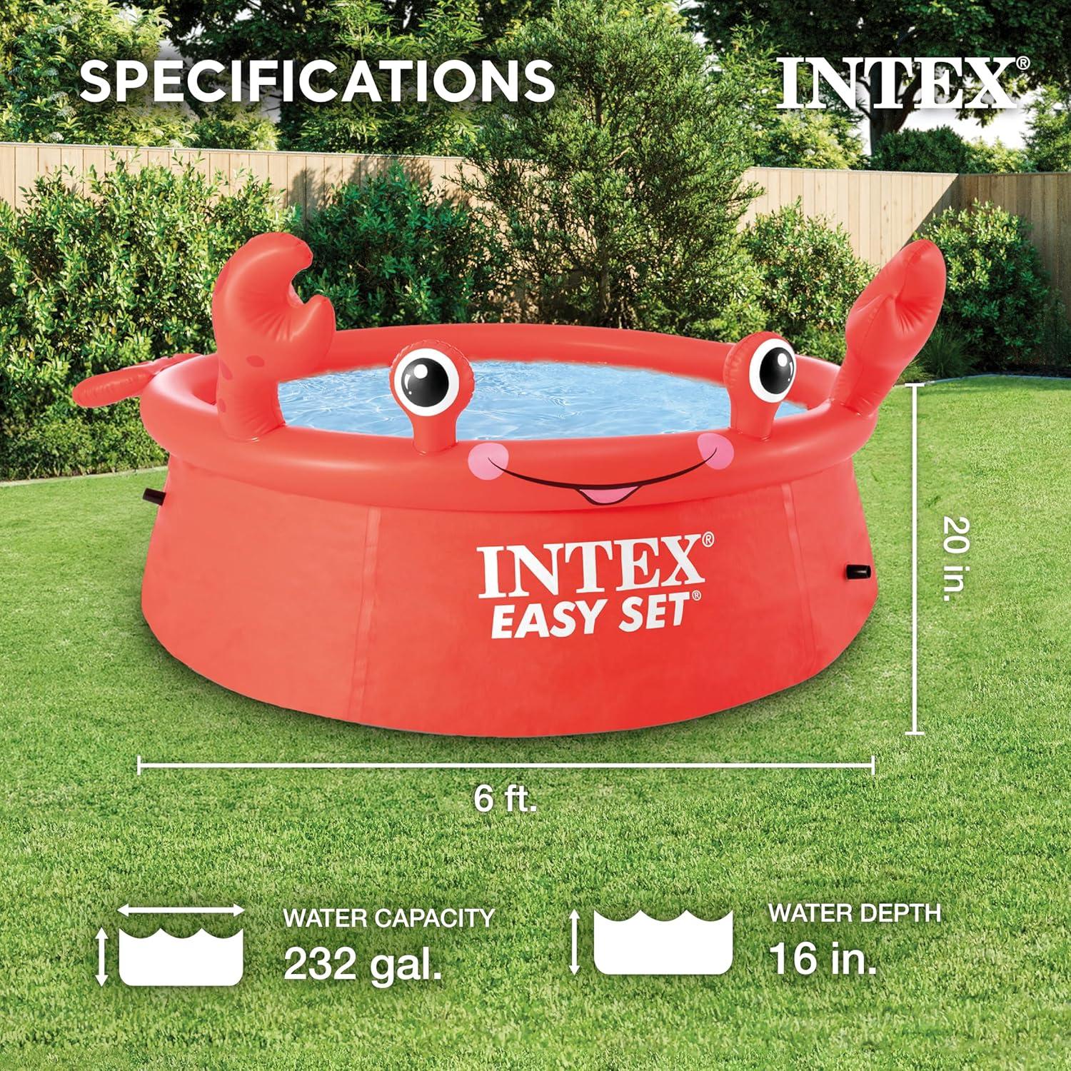 Intex Intex Happy Crab Easy Set 6ft x 20in Round Inflatable Ring Kiddie Pool
