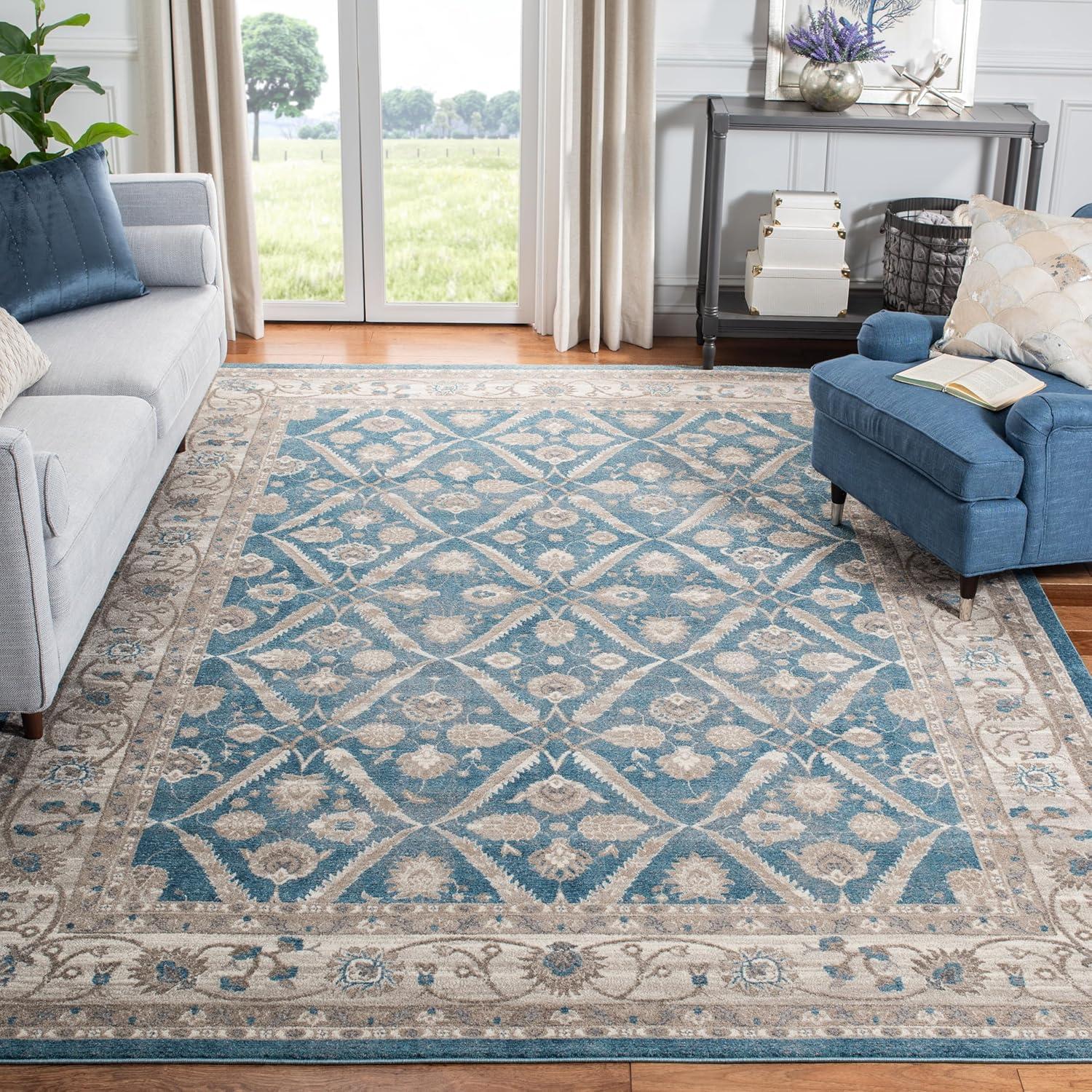 SAFAVIEH Sofia Jerrod Floral Bordered Area Rug, Blue/Beige, 9' x 12'