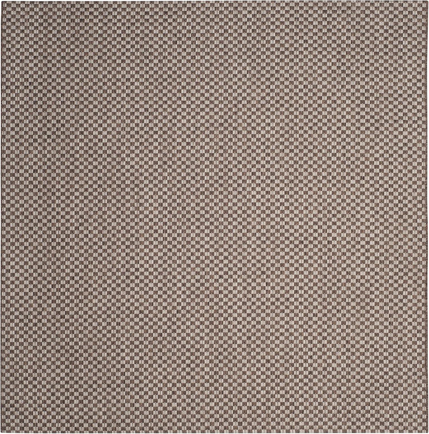 Blair Light Brown and Grey Square Indoor/Outdoor Rug