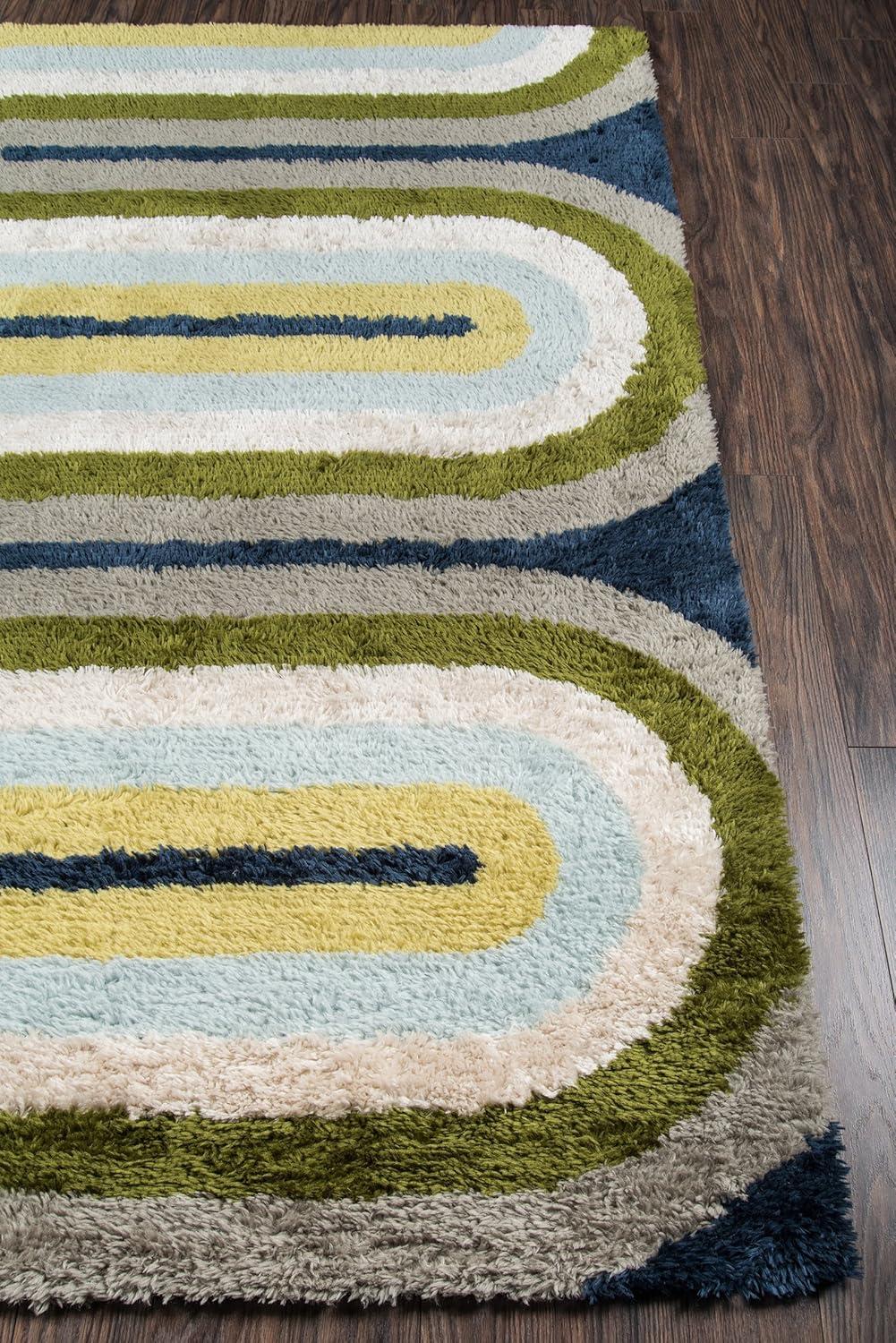 Retro Multicolor Hand-Tufted Shag Rug, 2' x 3'