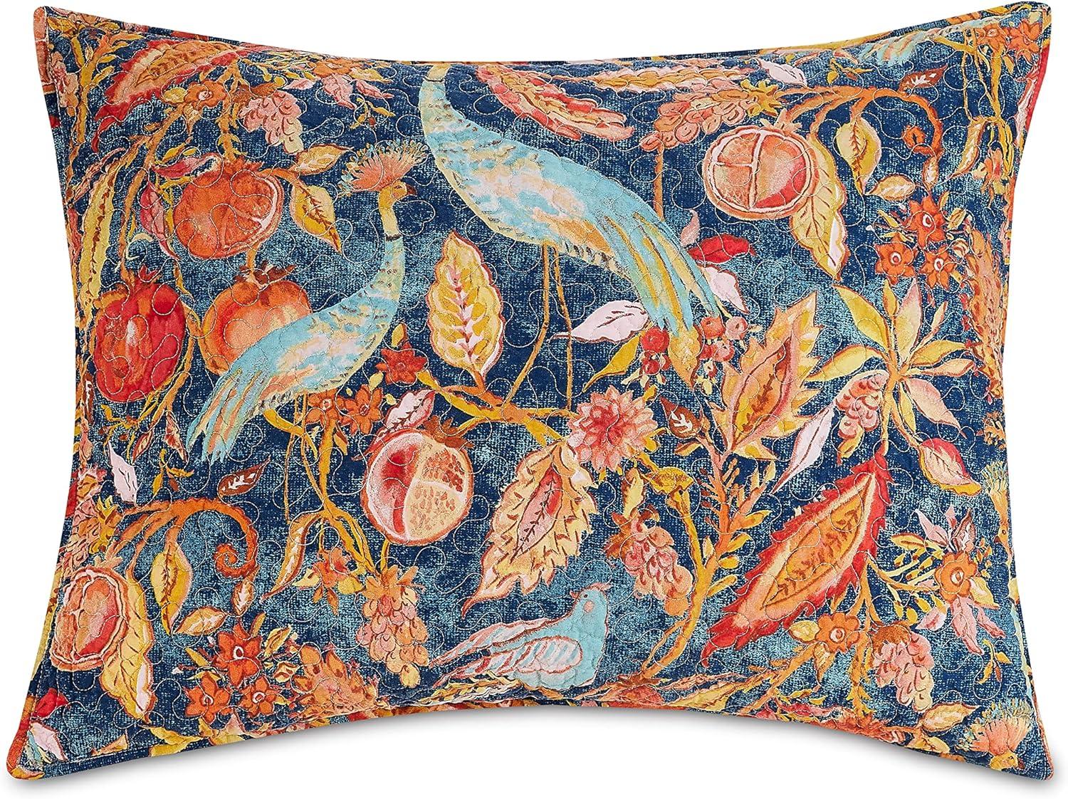 Peacock Garden Quilt & Sham Set Blue/Orange - Dena Home