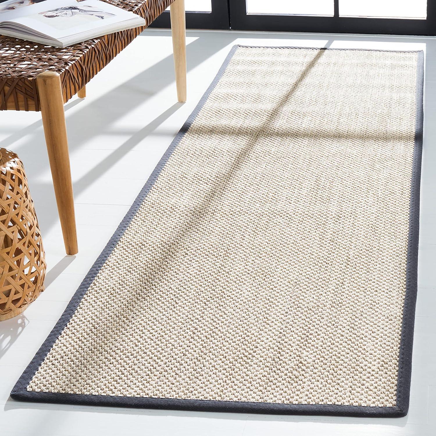 Natural Fiber NF143 Power Loomed Indoor Runner Rug - Marble/Dark Grey - 2'6"x10' - Safavieh.