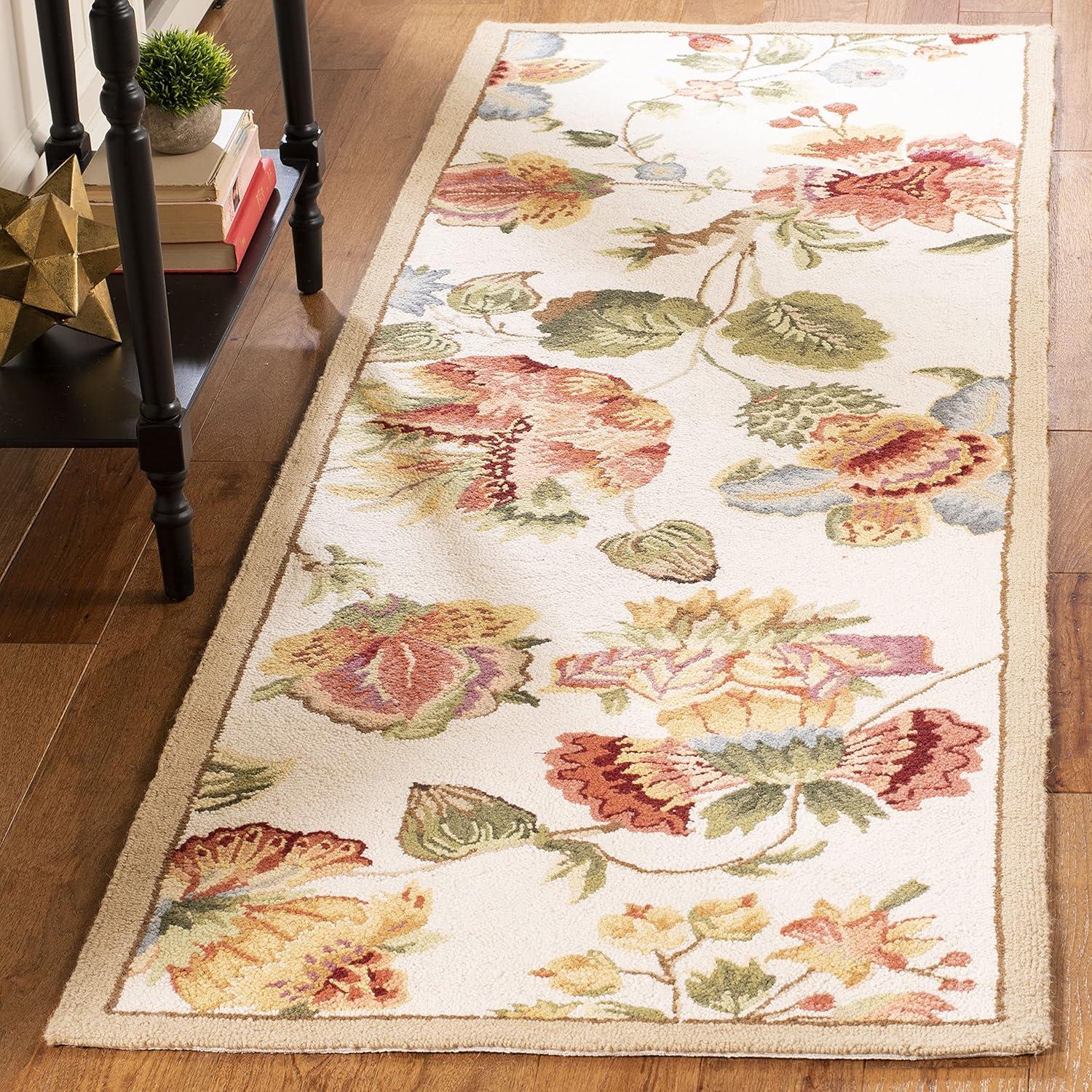 SAFAVIEH Chelsea Hayleigh Floral Wool Runner Rug, Ivory, 2'6" x 10'