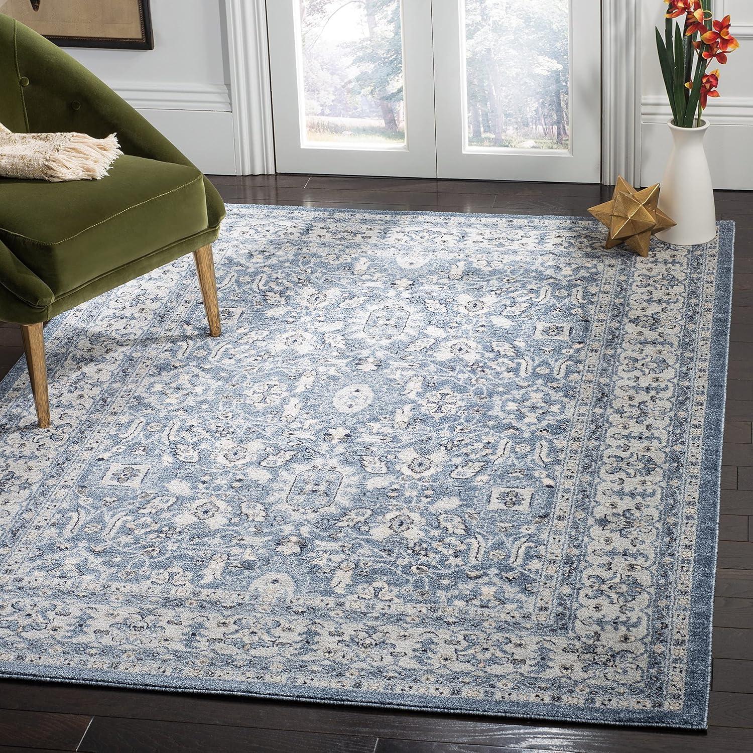 Reversible Charleston Heirloom 9' x 12' Blue Synthetic Area Rug