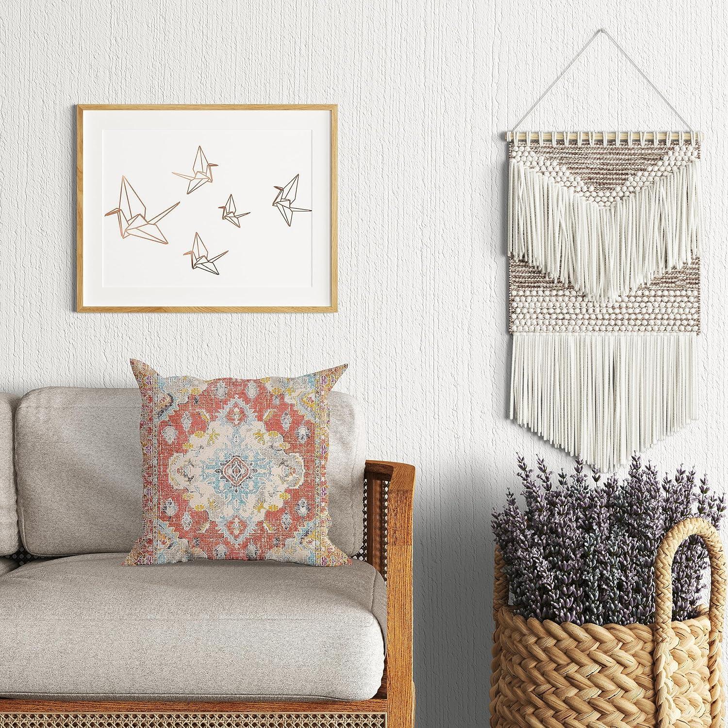 Boho Green Throw Pillow Covers 18x18 inch Set of 2,Bohemian Carpet Double Sided Pattern Soft Plush Cushion Cover for Couch Sofa Bed Decorative,Only Pillowcase (No Insert)