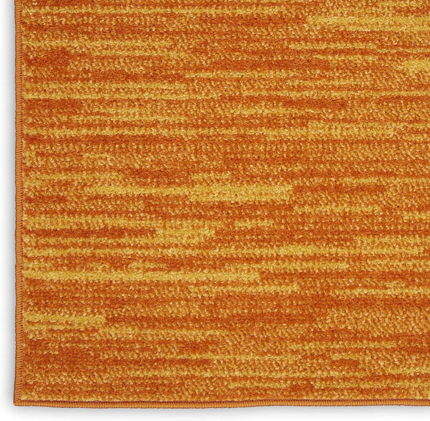 Sunburst Square 5' Easy-Care Outdoor Rug in Vivacious Orange