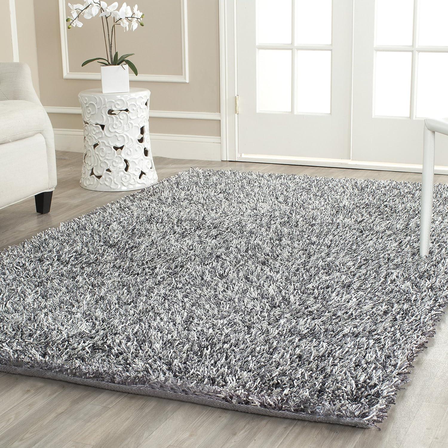 Shag SG531 HAND TUFTED Indoor Accent Rug - Platinum/Ivory - 3'x5' - Safavieh.