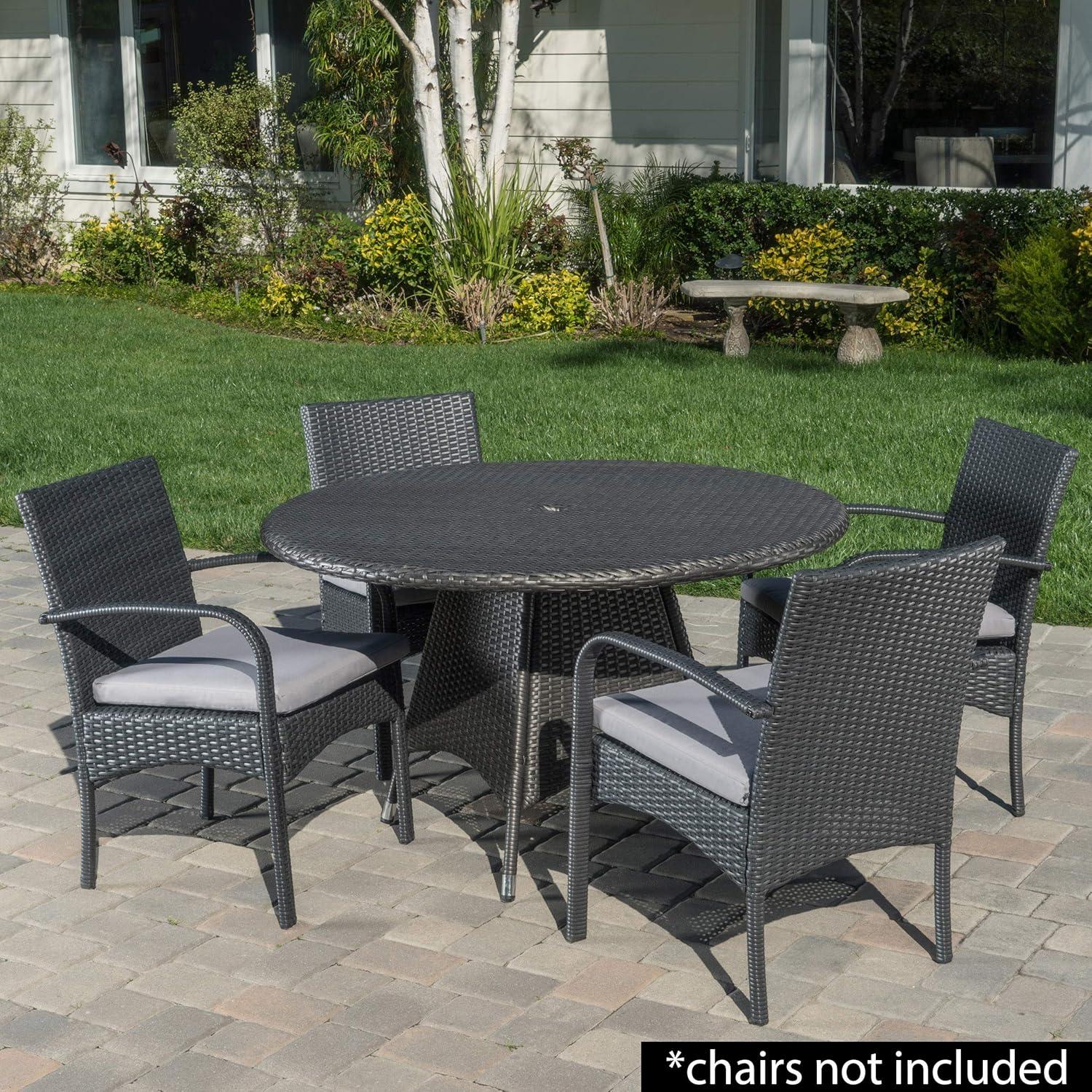 Colonial Outdoor Wicker Round Dining Table, Grey