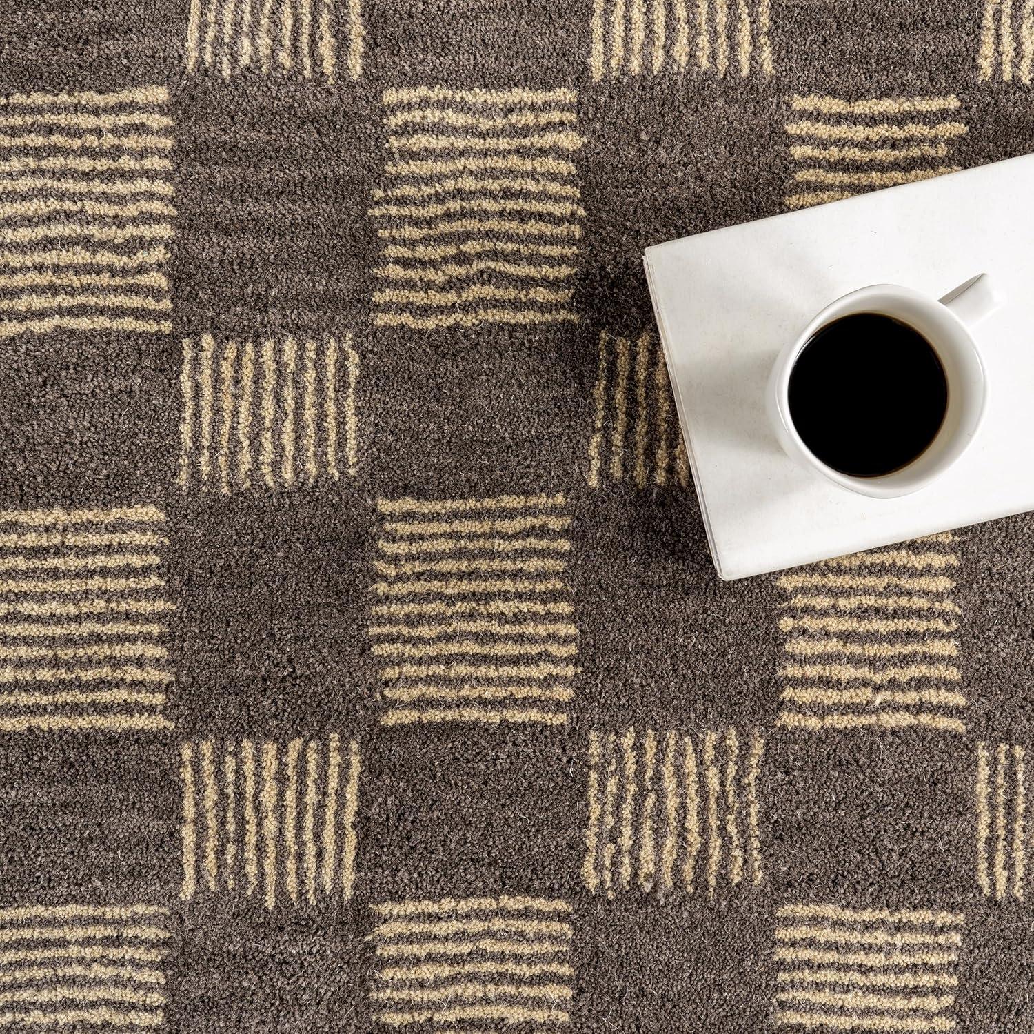 Ebern Designs Quince Checkered Wool Area Rug