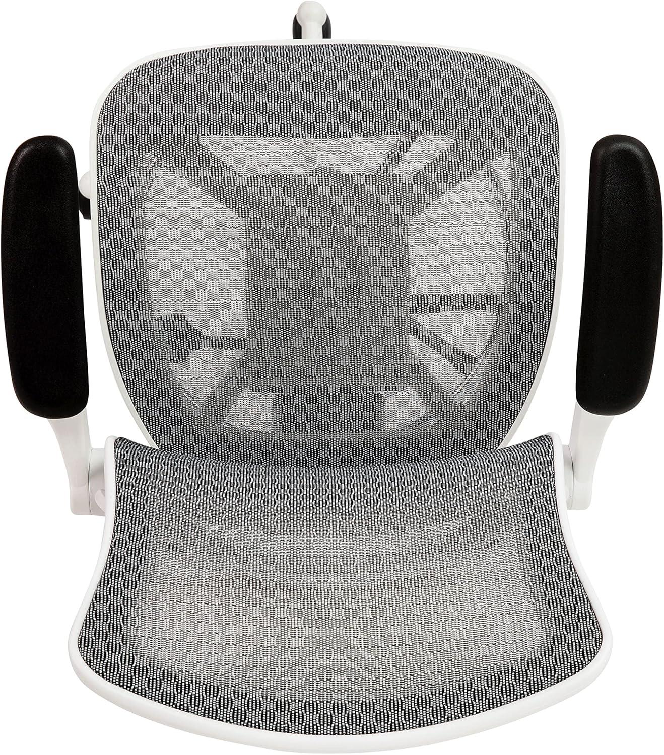 Emma and Oliver Mid-Back Transparent Mesh Drafting Chair with Flip-Up Arms