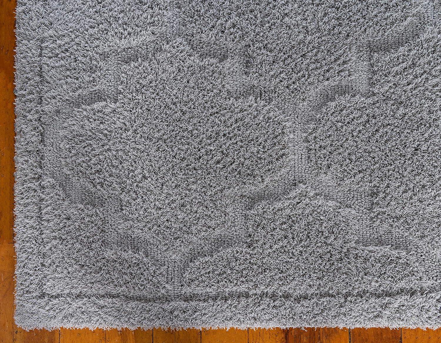 Elegant Trellis 5' x 8' Gray Shag Area Rug with Easy Care