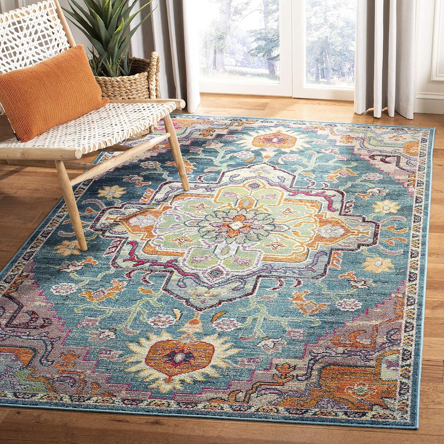 Crystal CRS501 Loomed Indoor Accent Rug - Teal/Rose - 3'x5' - Safavieh