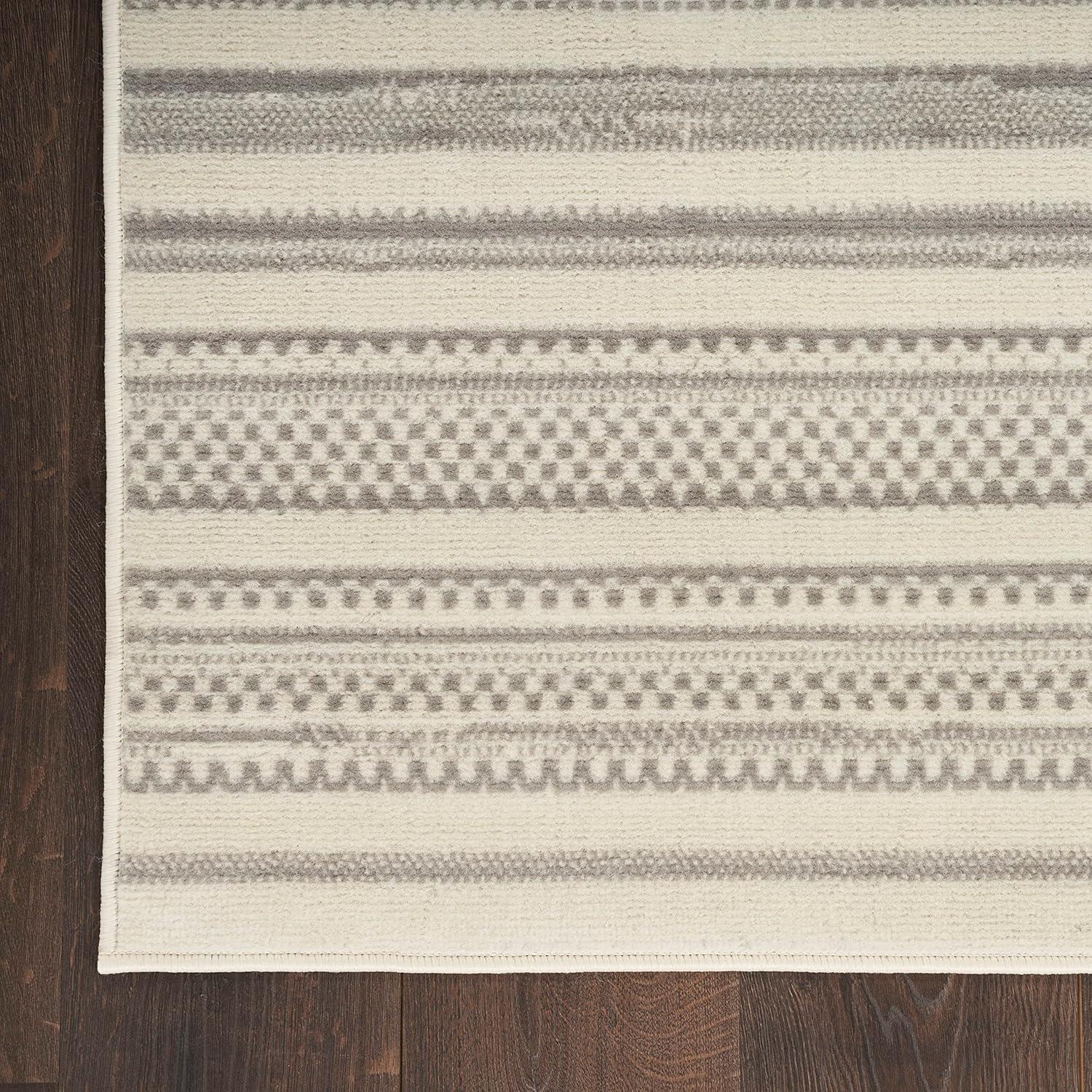 Nourison Grafix Abstract Striped Indoor Rug Ivory Grey 5'3" x 7'3"