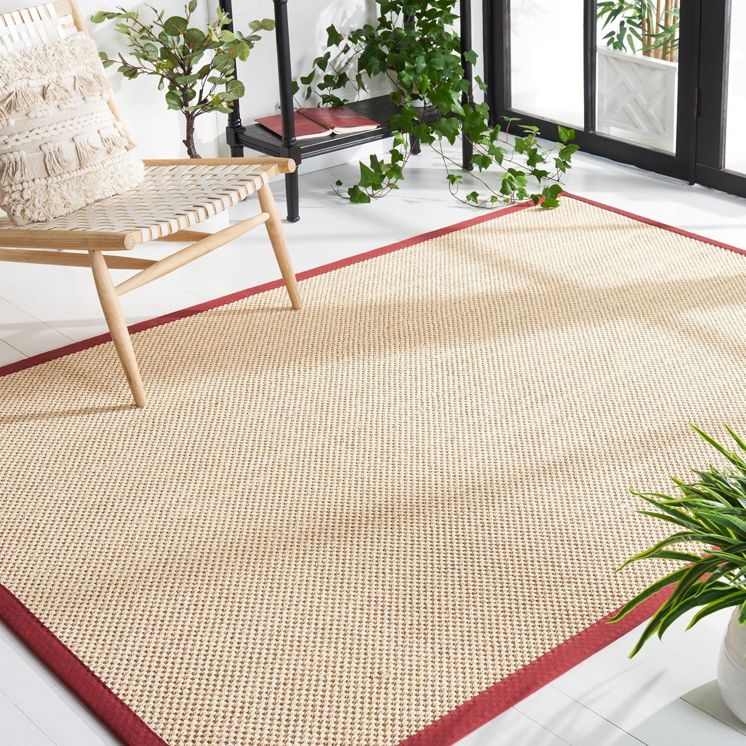 Natural Fiber NF141 Power Loomed Indoor Area Rug - Maize/Burgundy - 6'x9' - Safavieh