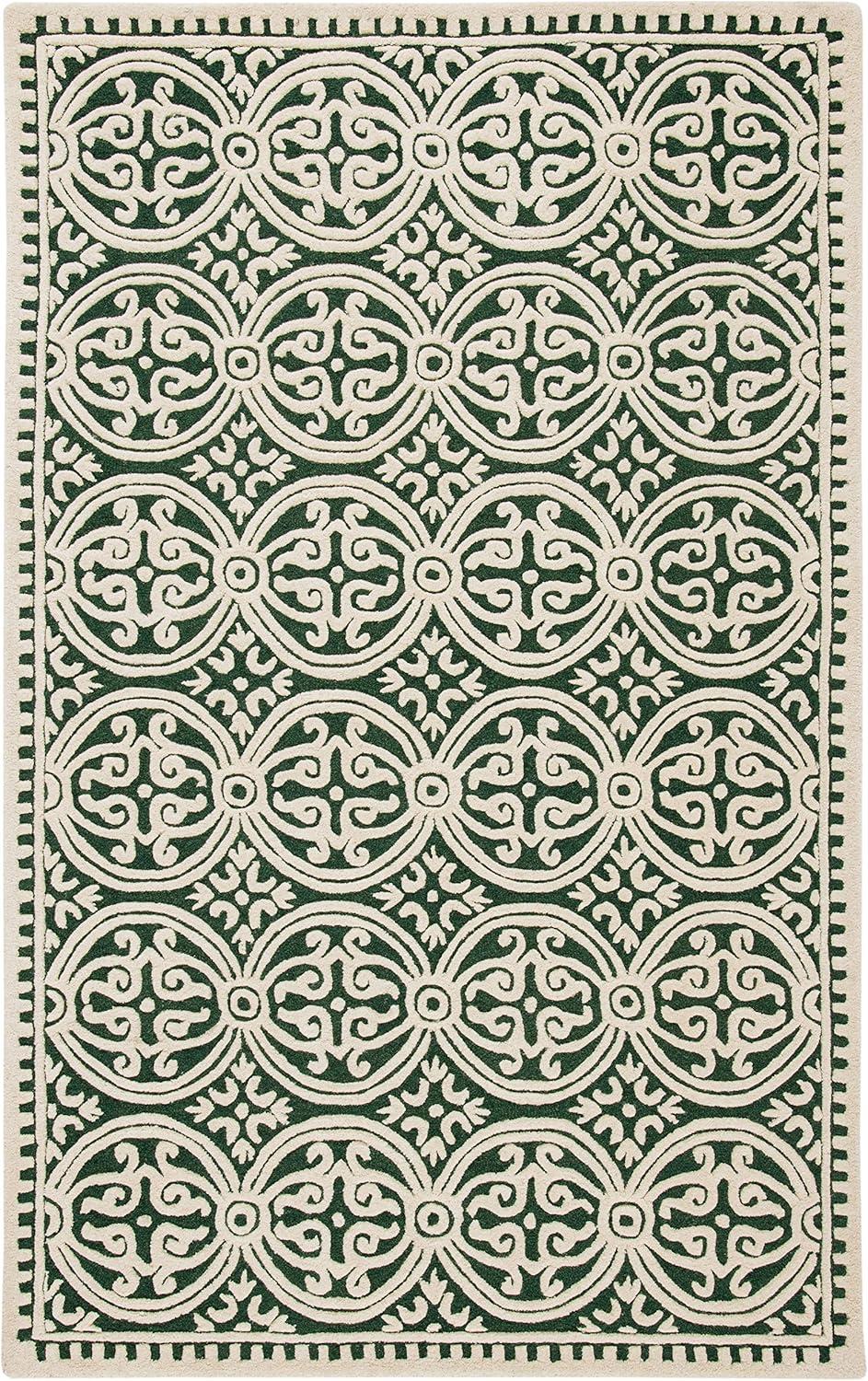 SAFAVIEH Cambridge Leslie Geometric Wool Area Rug, Black/Ivory, 6' x 9'