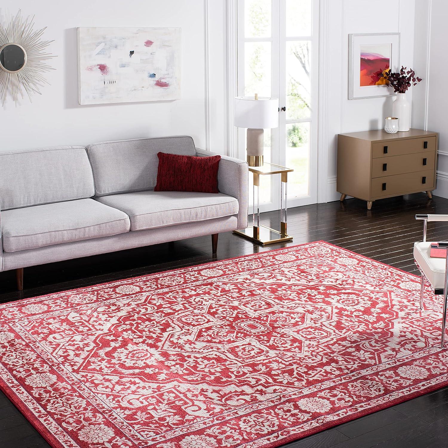 Brentwood BNT832 Power Loomed Indoor Accent Rug - Red/Ivory - 3'x5' - Safavieh
