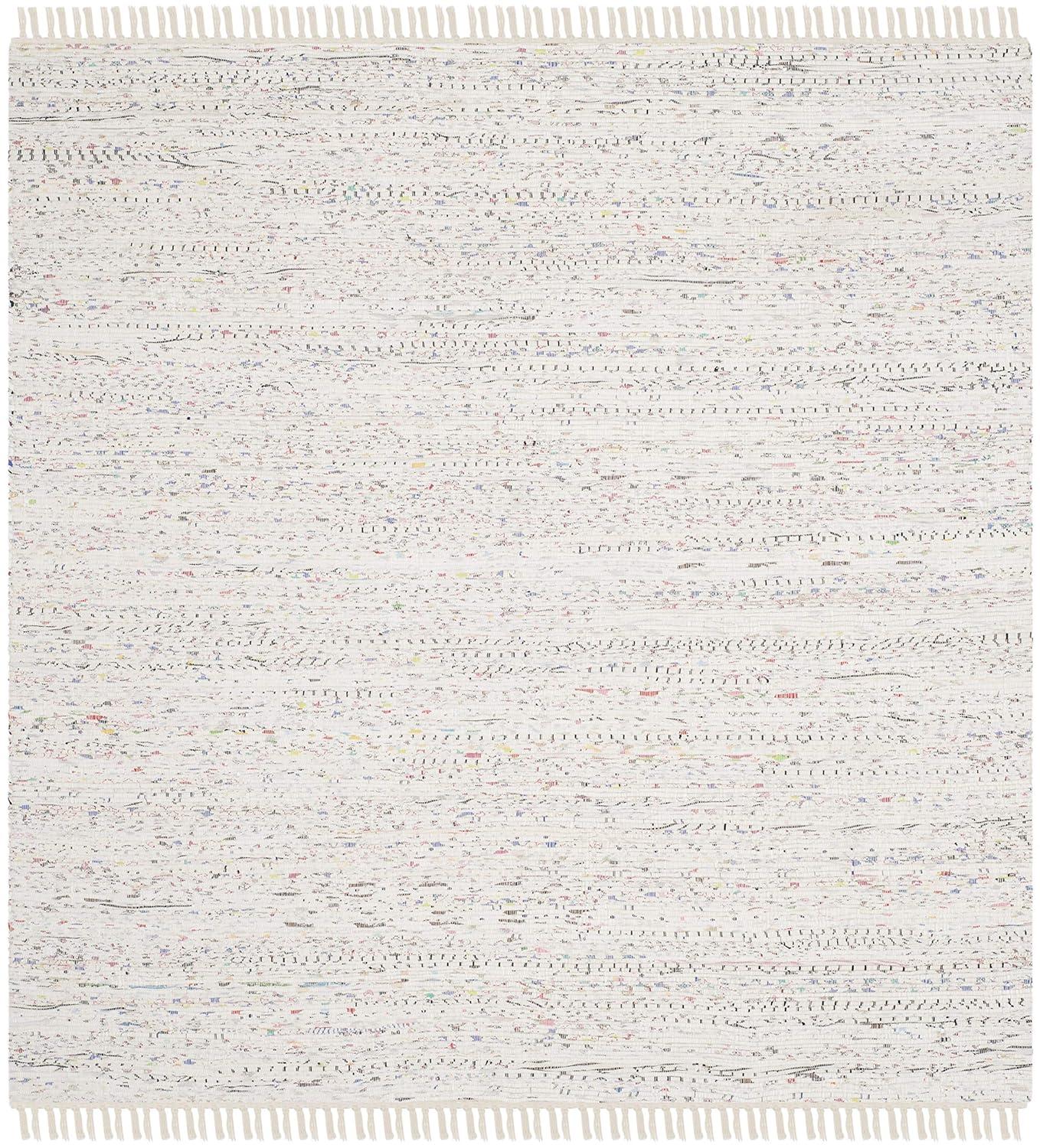Rag Rug RAR121 Hand Woven Indoor Accent Rug - 4'x4' - Ivory/Multi - Safavieh
